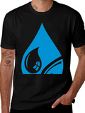 Blue Water Drop Graphic Tee - Stylish Black T-Shirt