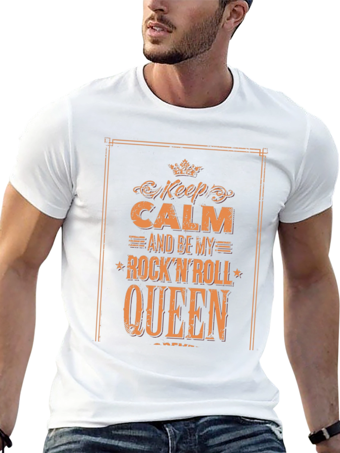 Keep Calm Rock n Roll Queen Black Graphic Tee