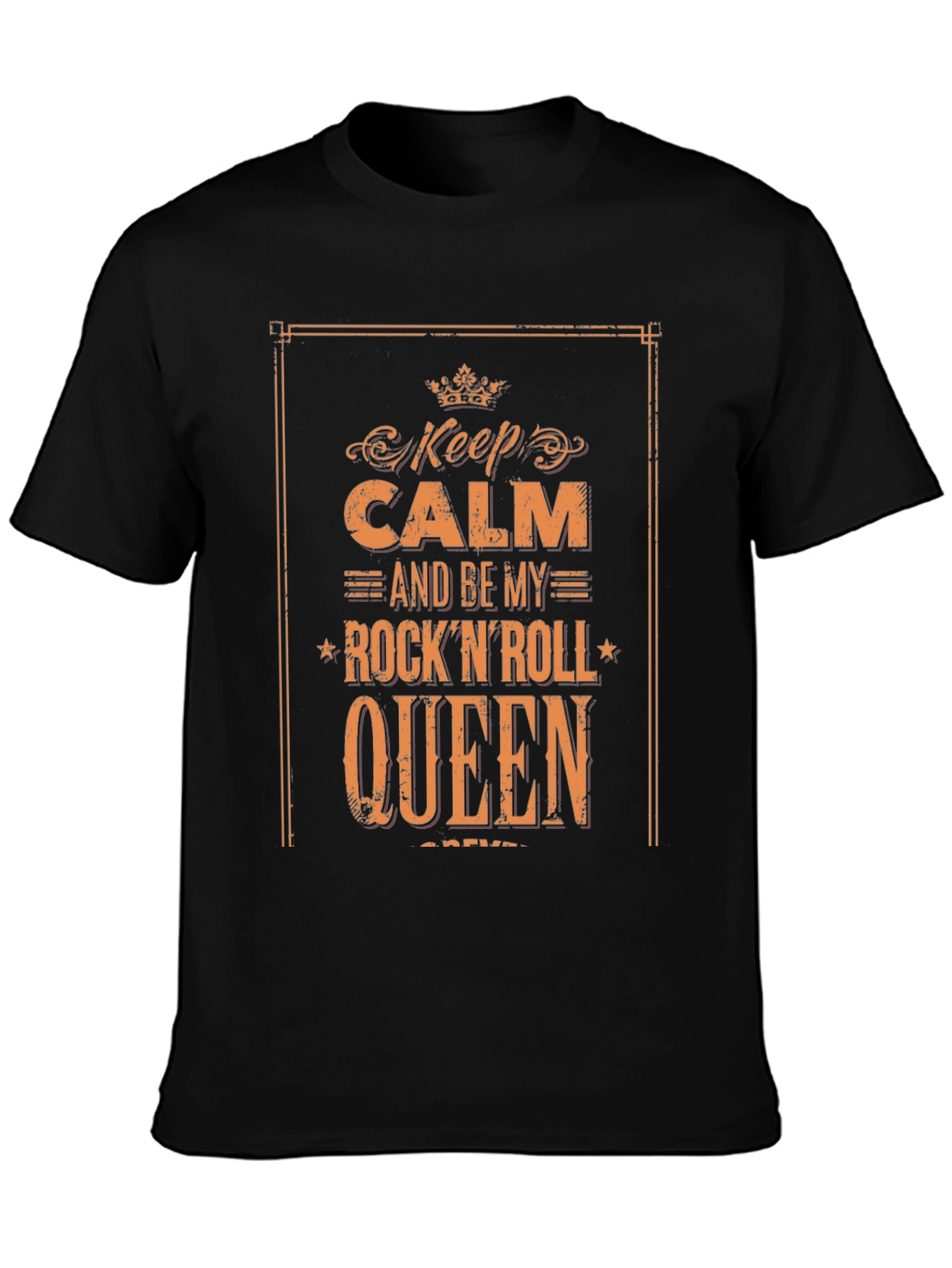 Keep Calm Rock n Roll Queen Black Graphic Tee