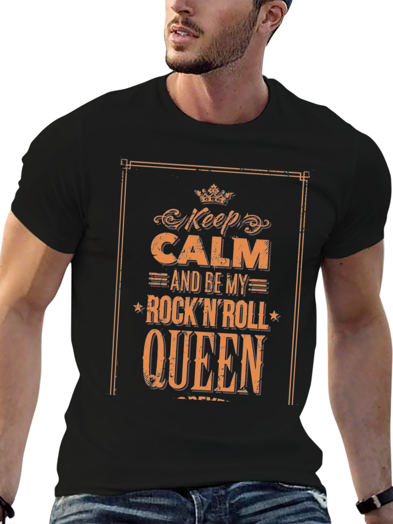 Keep Calm Rock n Roll Queen Black Graphic Tee