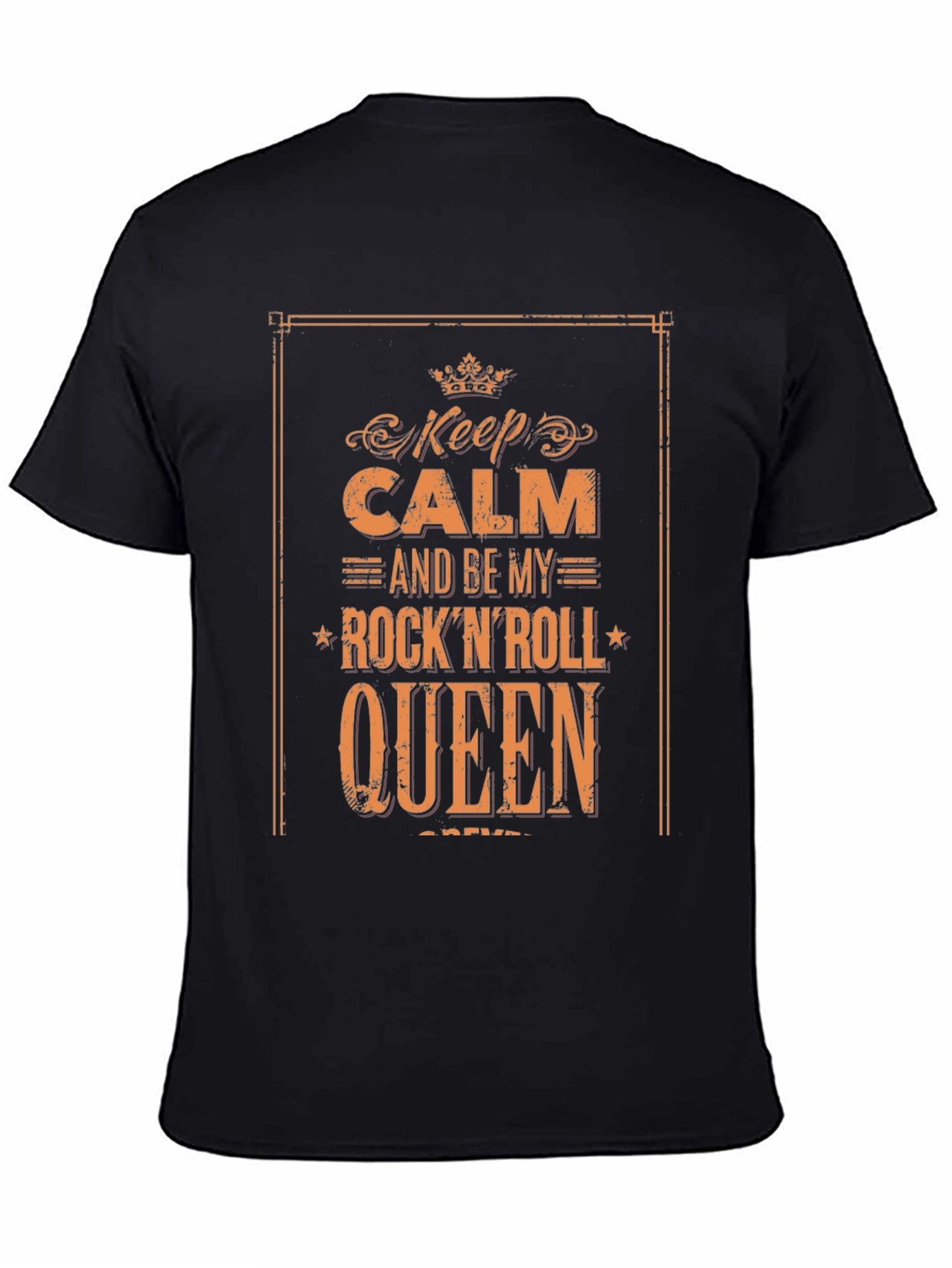 Keep Calm Rock n Roll Queen Black Graphic Tee