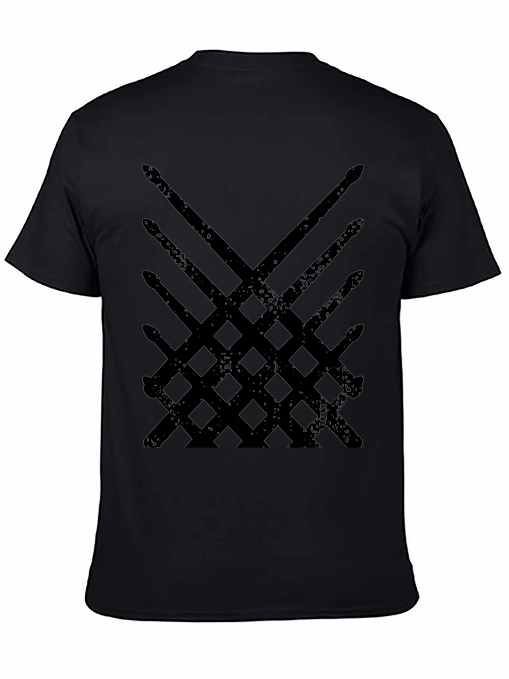 Drum Sticks Pattern Black T-Shirt