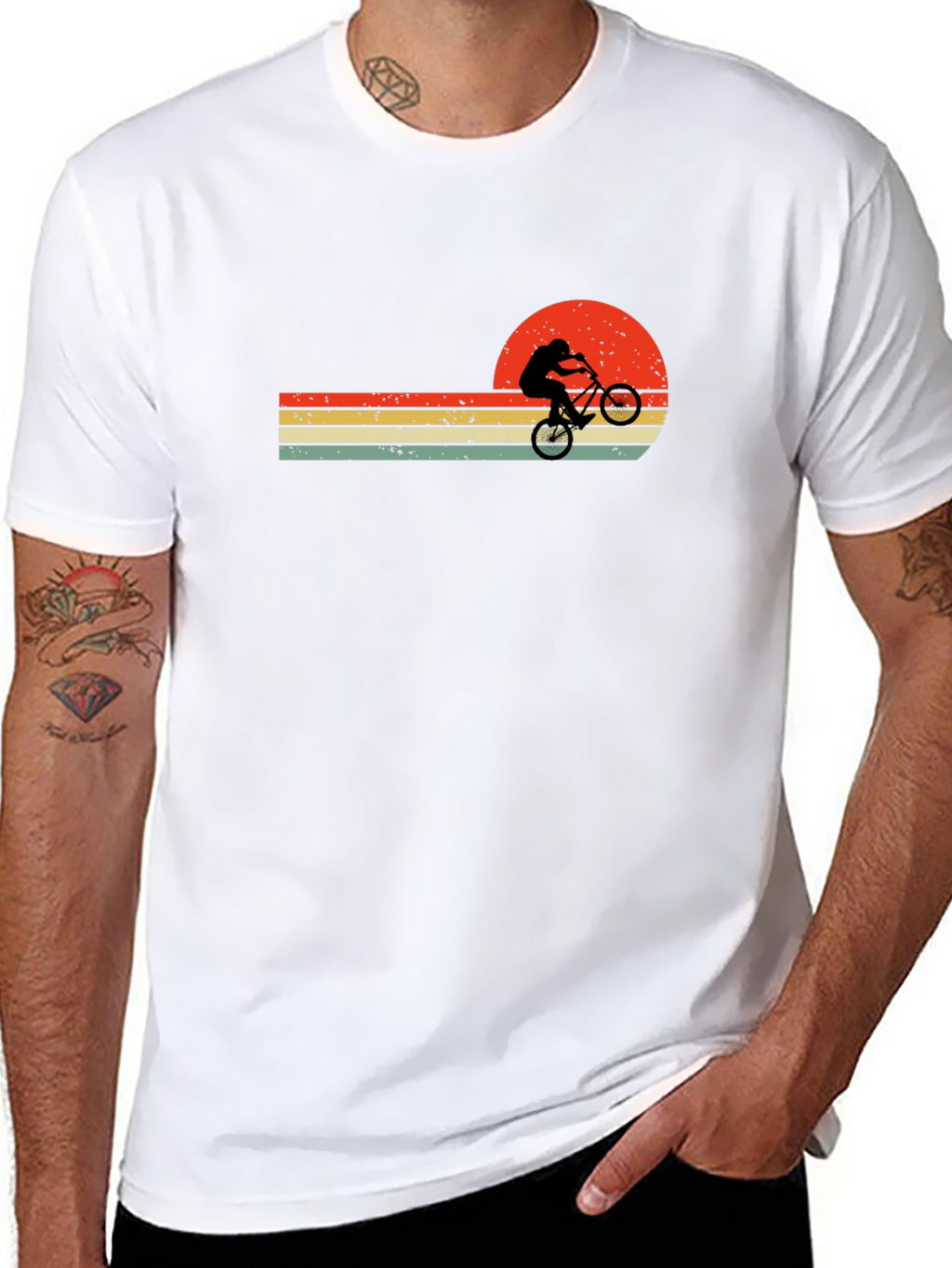 Retro Sunset Bike Rider Graphic T-Shirt