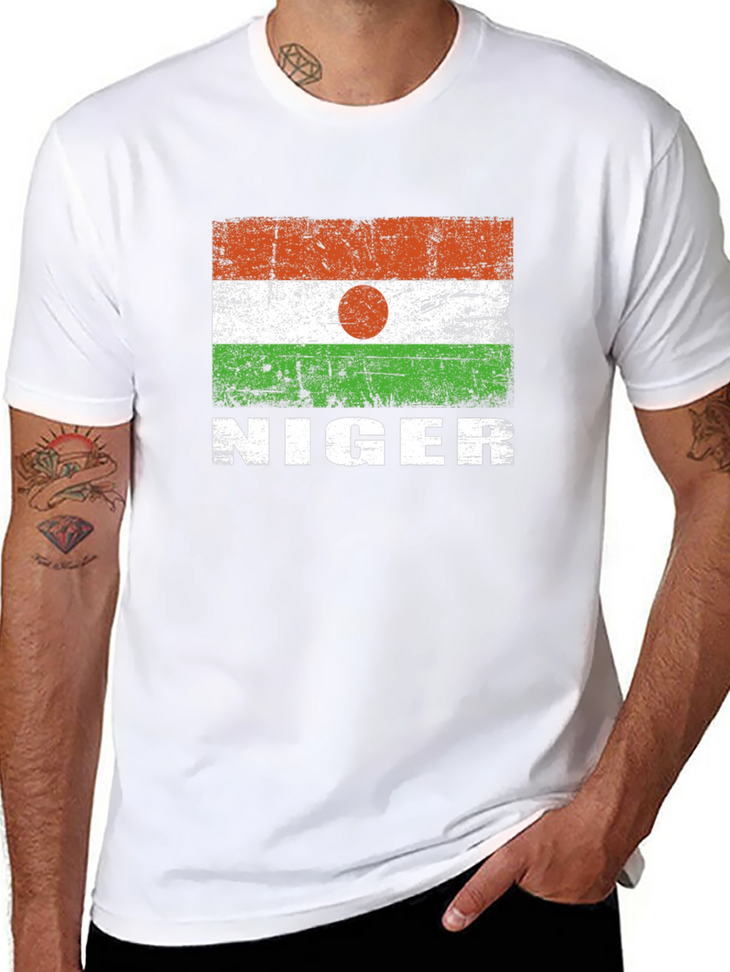 Niger Flag T-Shirt - Distressed Design
