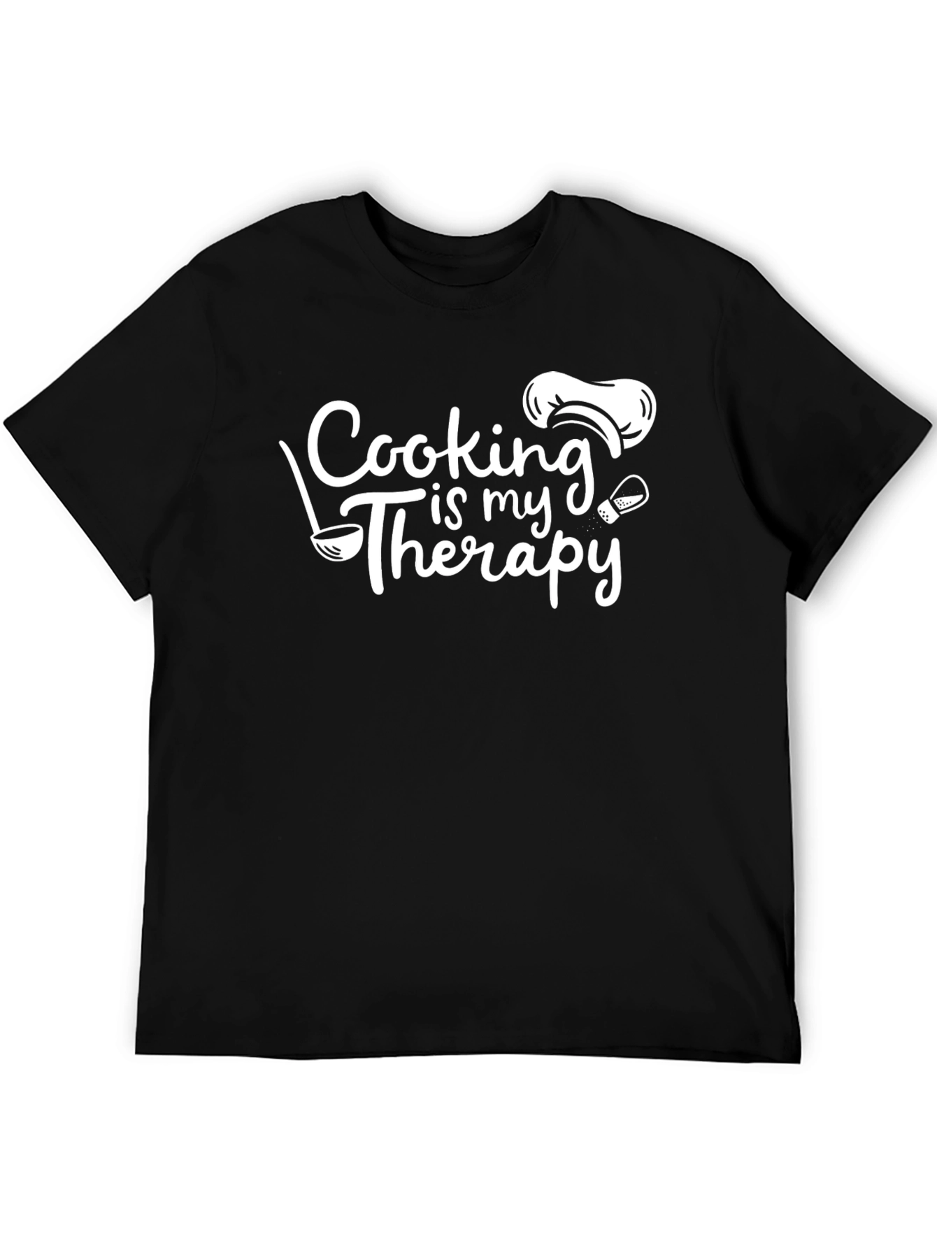 Cooking is My Therapy T-Shirt - Black Cotton Graphic Tee