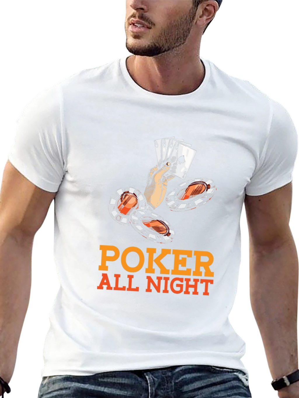 Poker All Night Graphic Tee - Black Cotton Blend