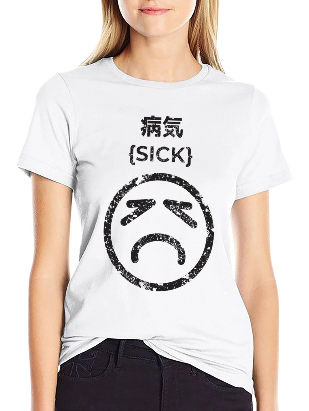 Sad Sick Graphic Tee - Black Cotton Blend