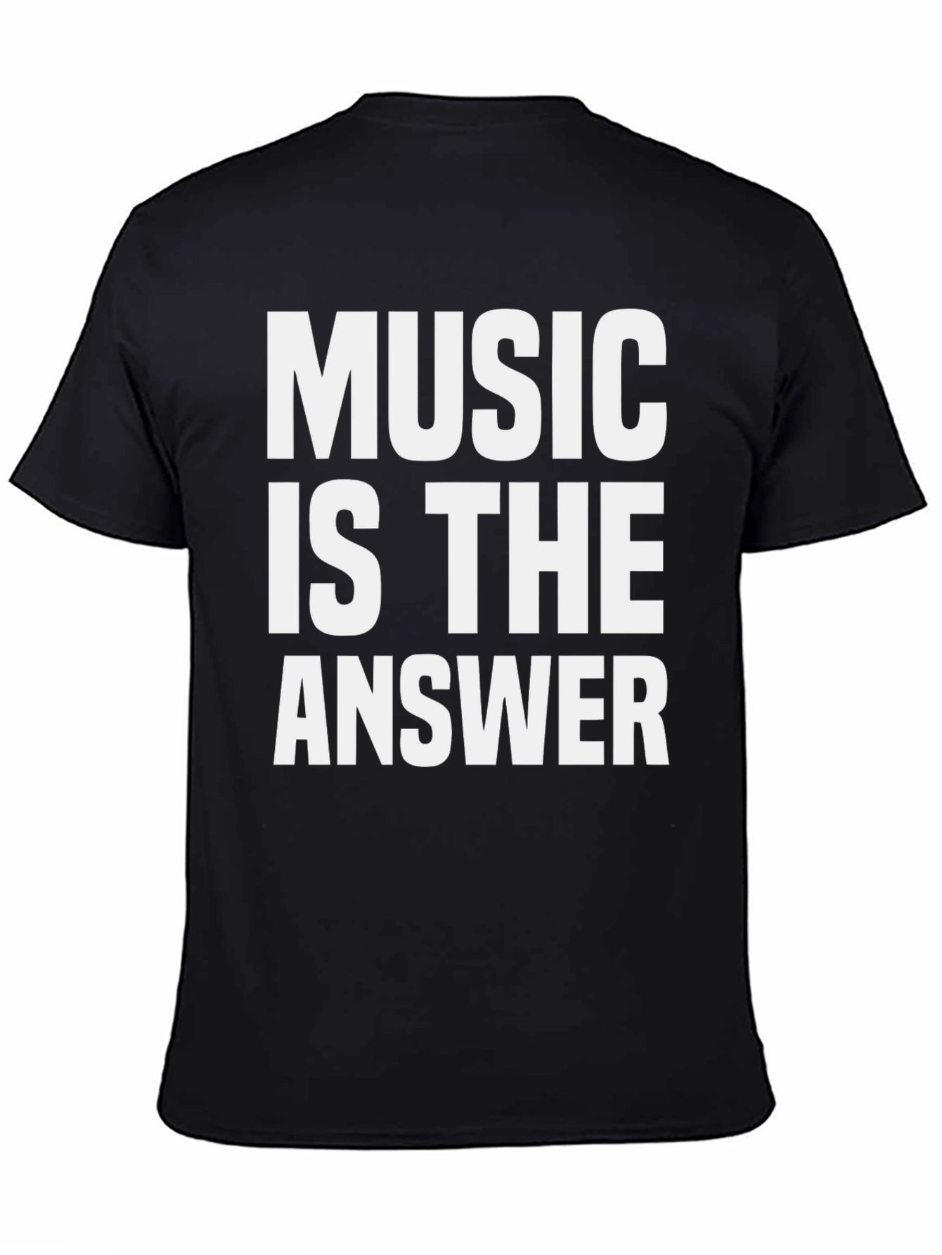 Music Is The Answer Graphic Tee - Black Cotton Casual Shirt