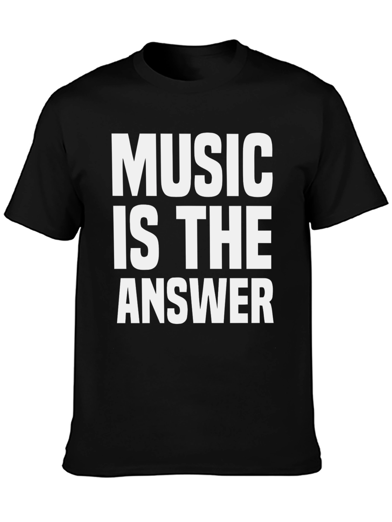 Music Is The Answer Graphic Tee - Black Cotton Casual Shirt