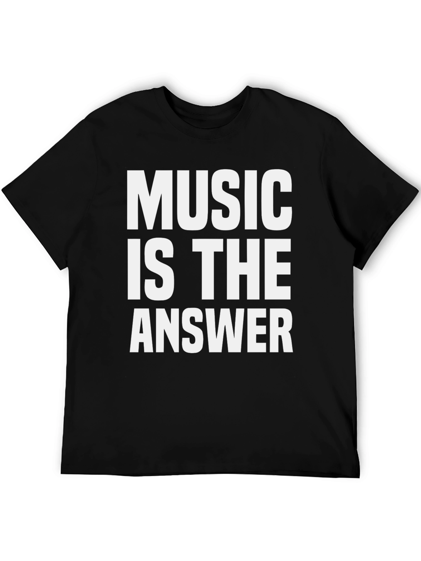 Music Is The Answer Graphic Tee - Black Cotton Casual Shirt