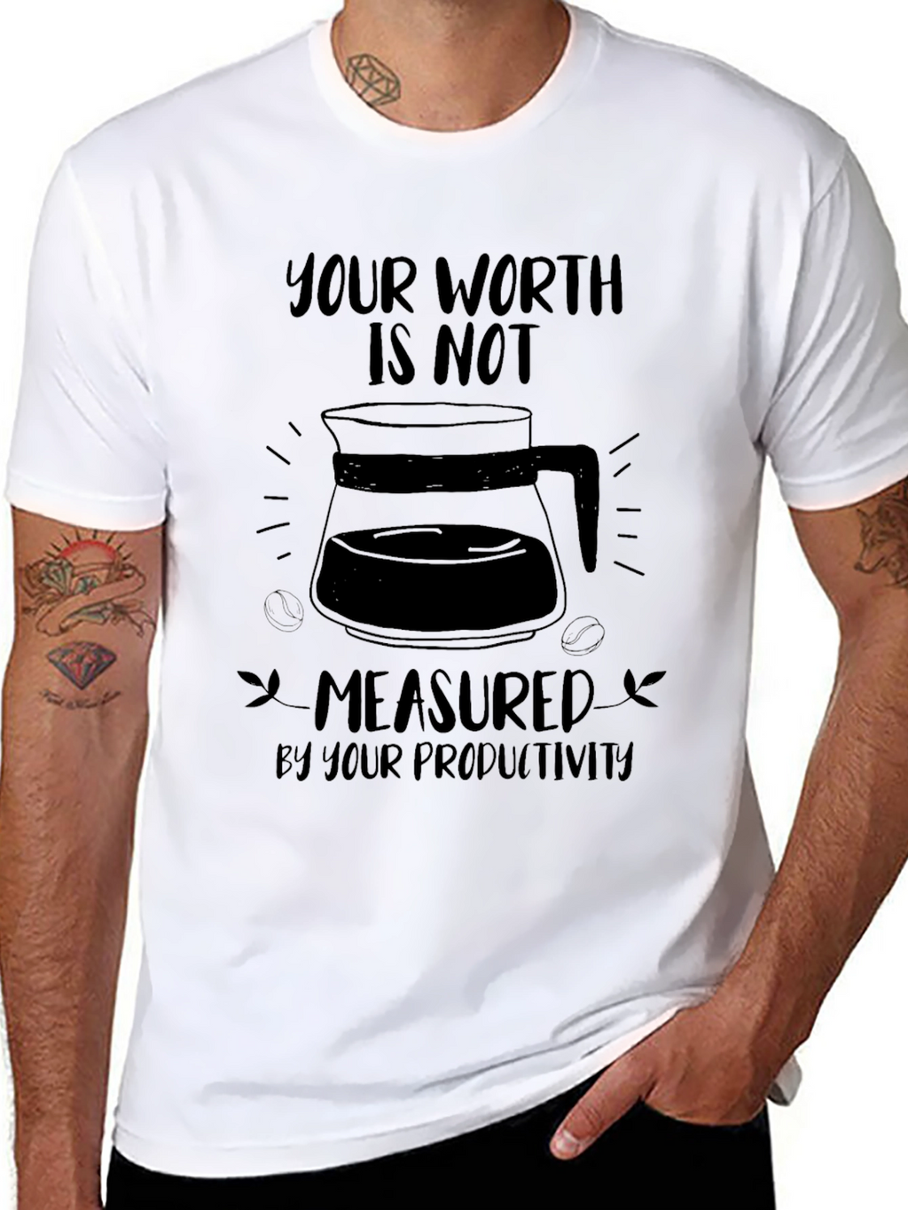 Your Worth Coffee Graphic Black T-Shirt