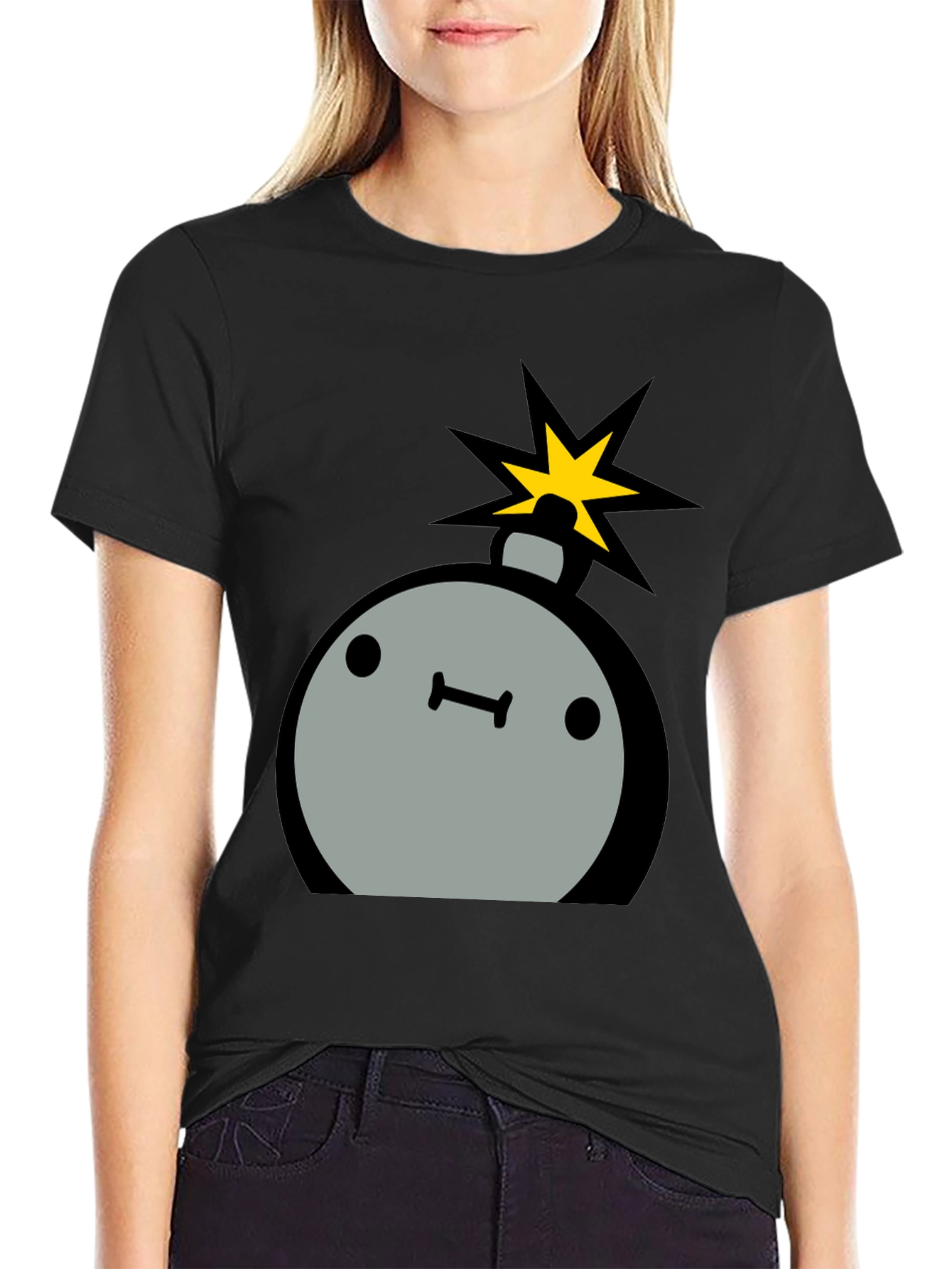 Cartoon Bomb Graphic Tee - Mens Black T-Shirt