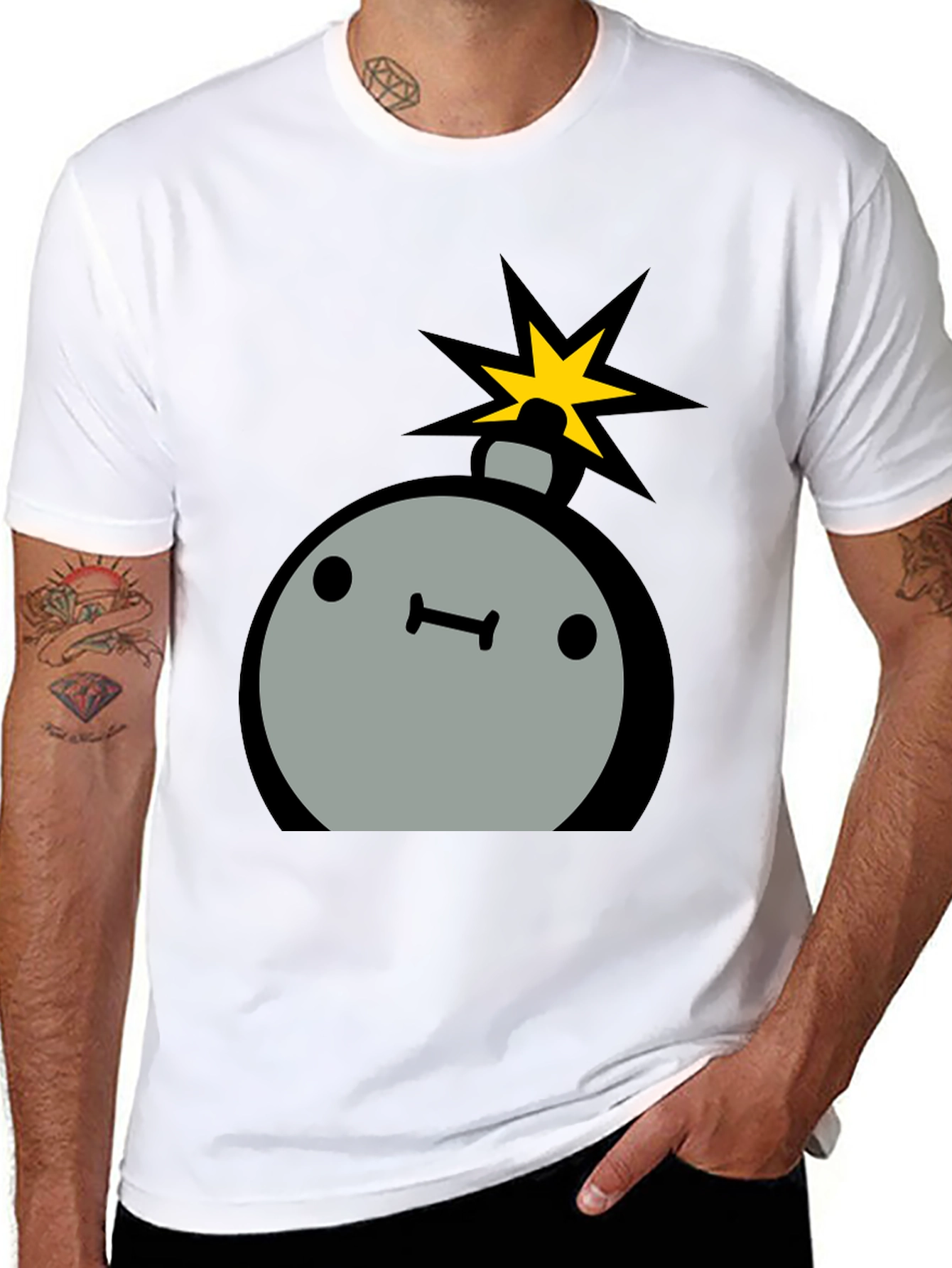 Cartoon Bomb Graphic Tee - Mens Black T-Shirt
