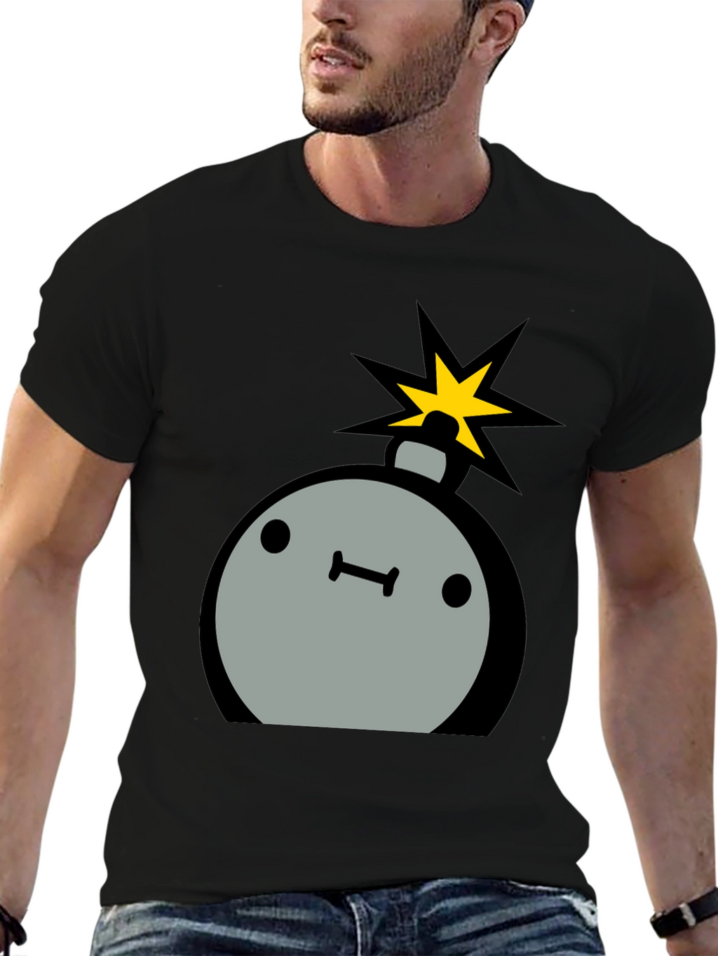 Cartoon Bomb Graphic Tee - Mens Black T-Shirt