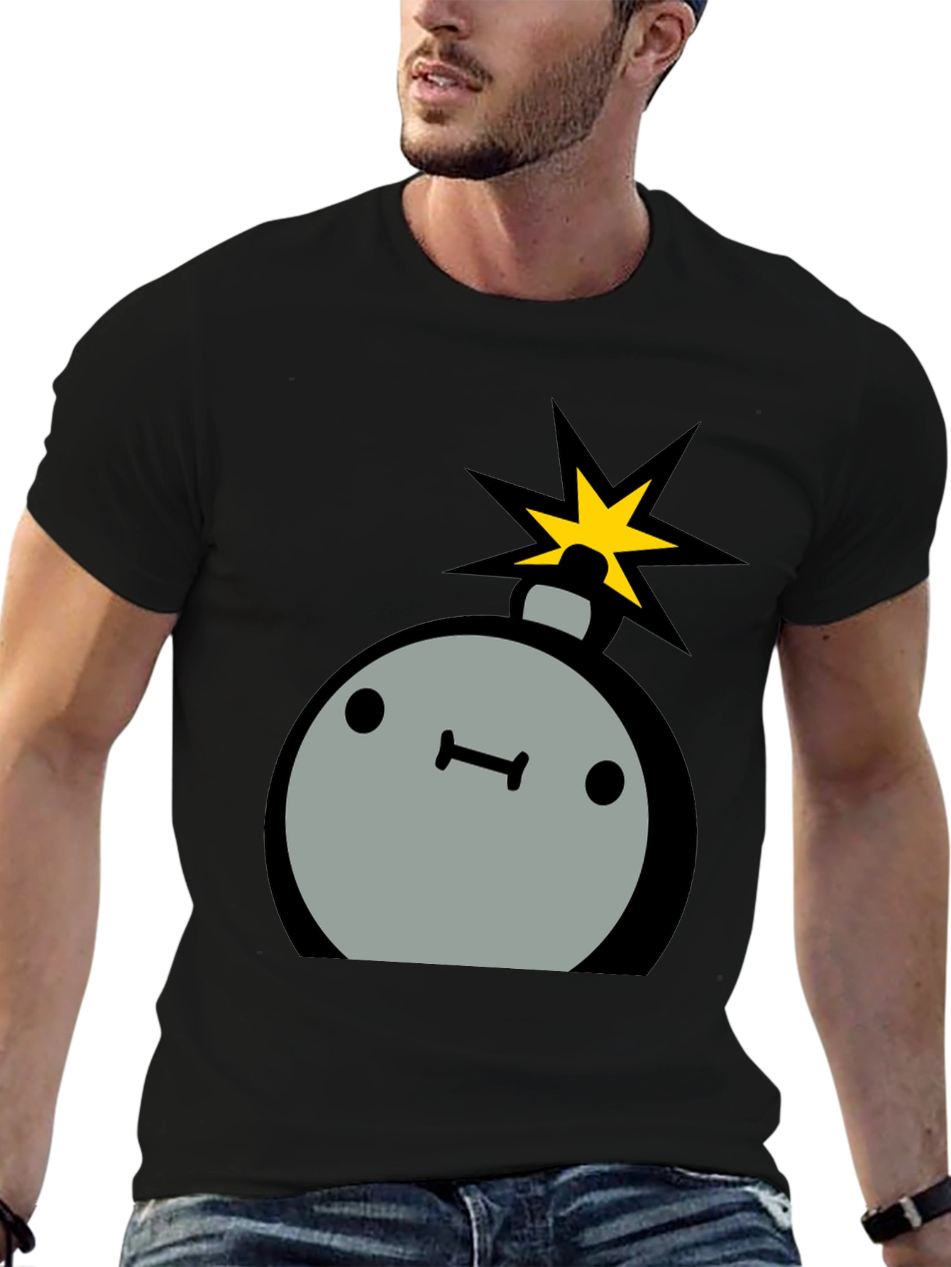 Cartoon Bomb Graphic Tee - Mens Black T-Shirt