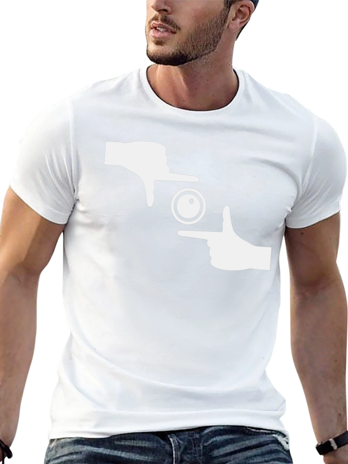 Photographer Frame Hands Graphic Tee - Black Cotton T-Shirt