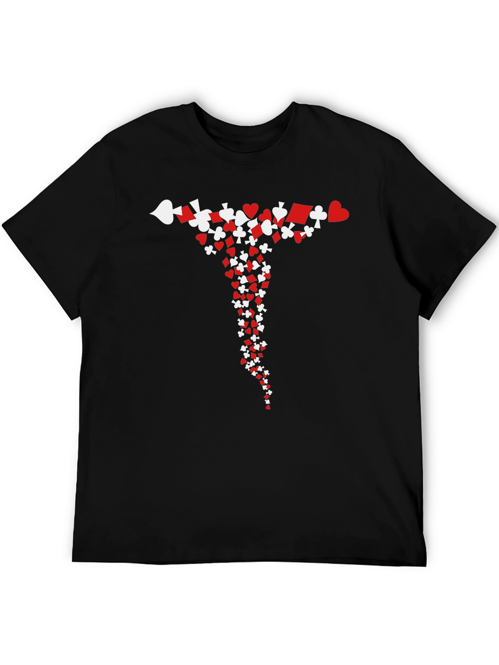 Card Suit Cascade T-Shirt - Black Cotton Tee