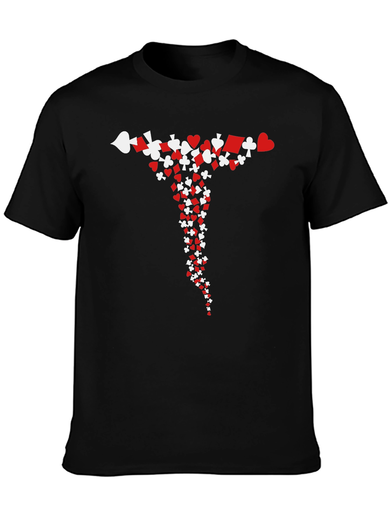 Card Suit Cascade T-Shirt - Black Cotton Tee