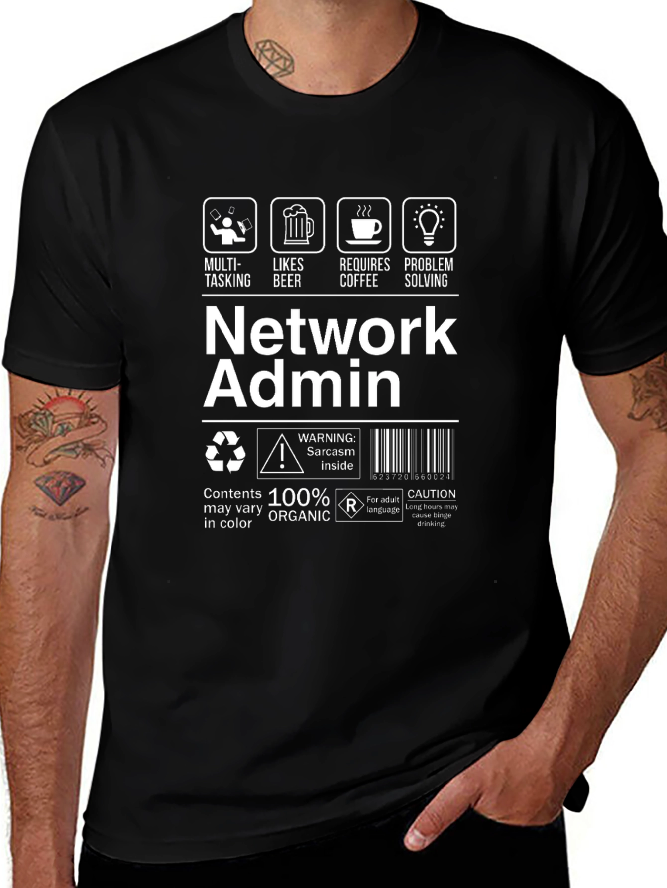 Network Admin Humor T-Shirt - Multi-tasking Beer Coffee Problem Solving