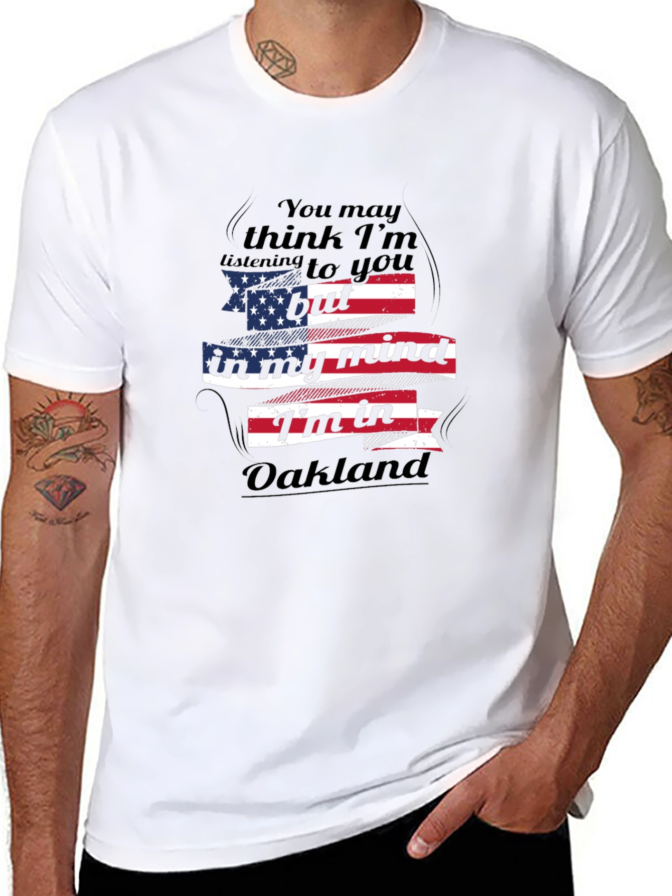 Oakland Mind T-Shirt - Patriotic USA Flag Design
