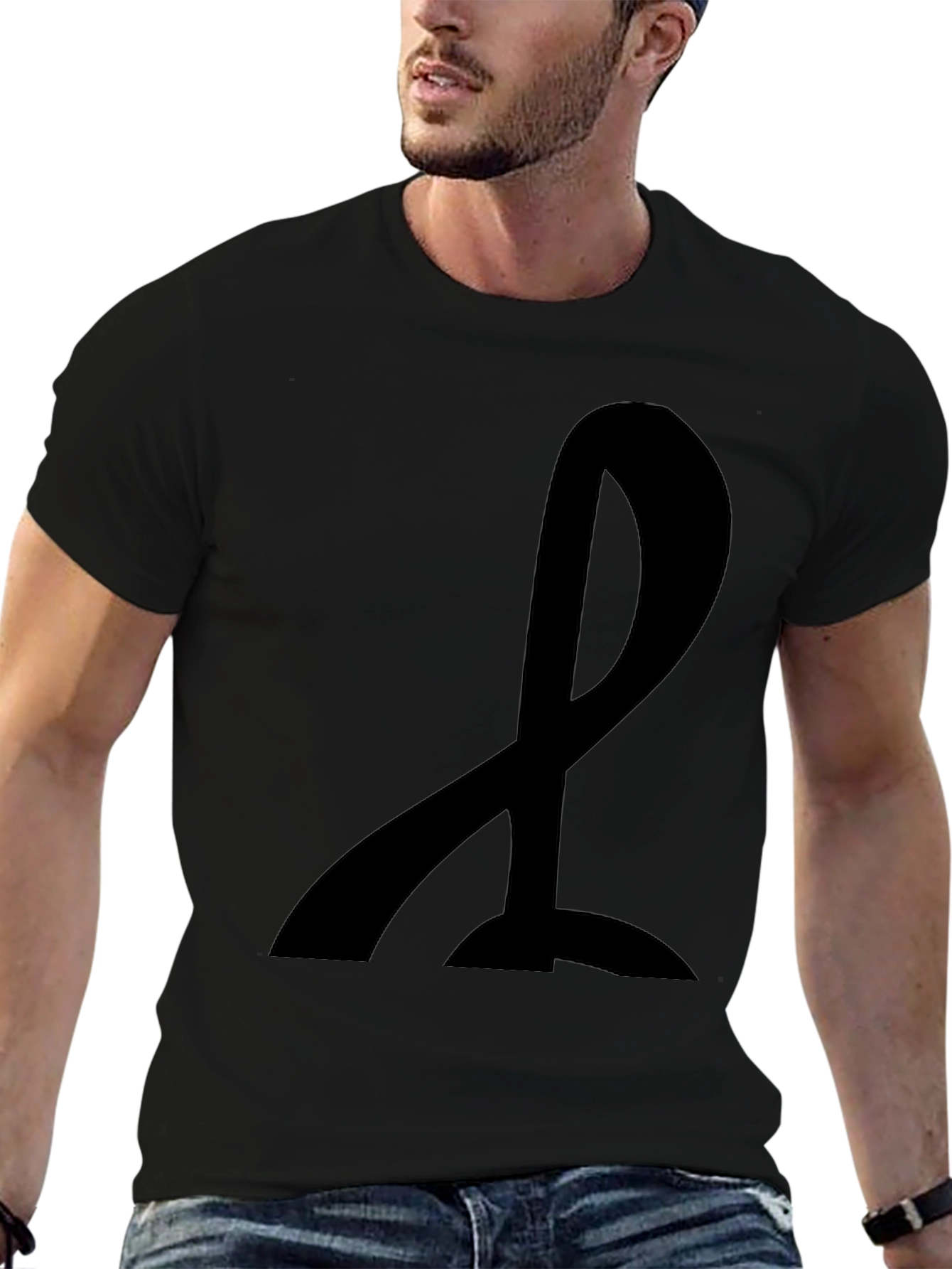 Mens Black T-Shirt with Abstract Design
