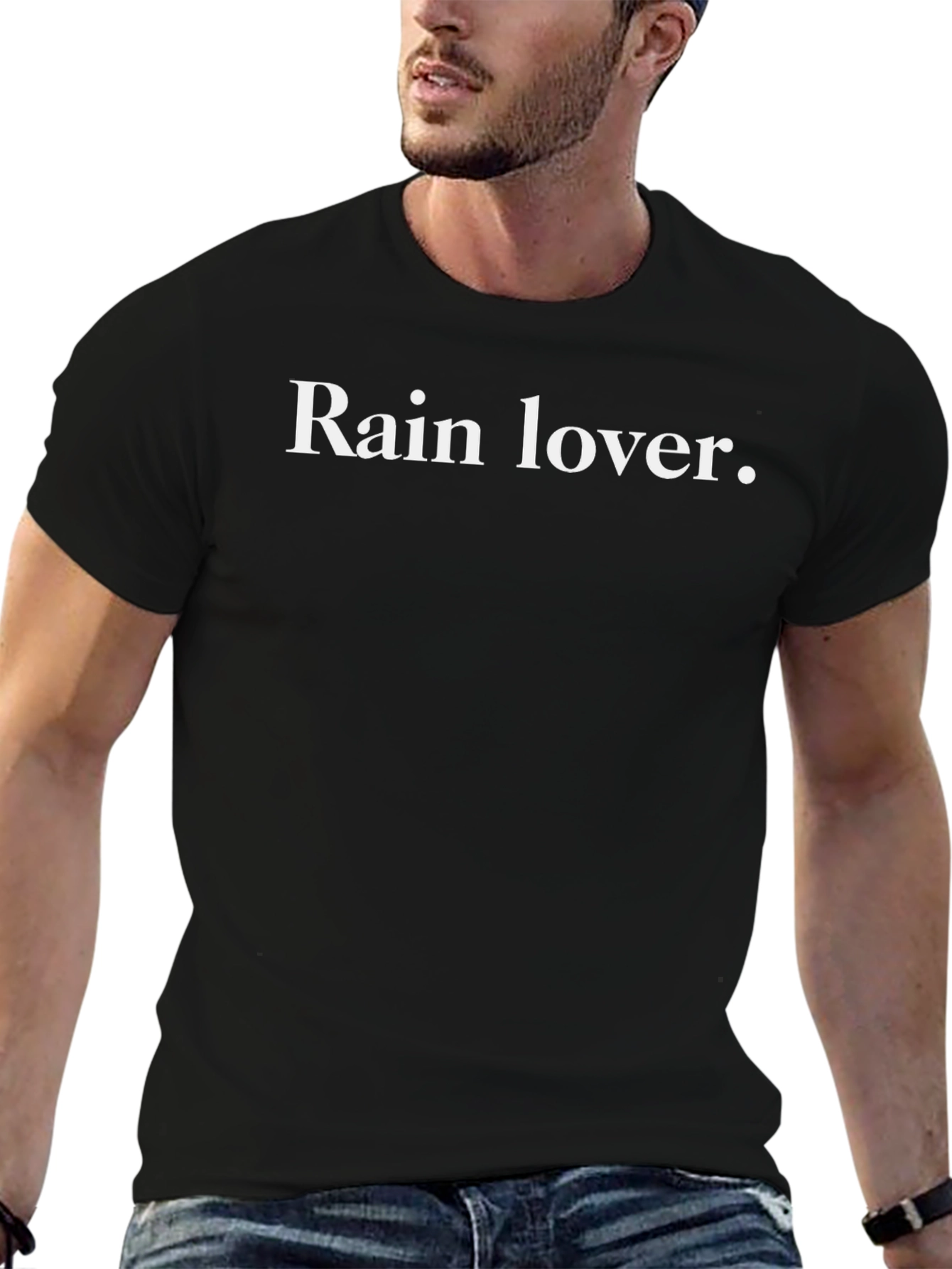 Rain Lover T-Shirt - Black Casual Cotton Tee