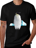 Geometric Penguin Graphic Tee - Modern Unisex Style
