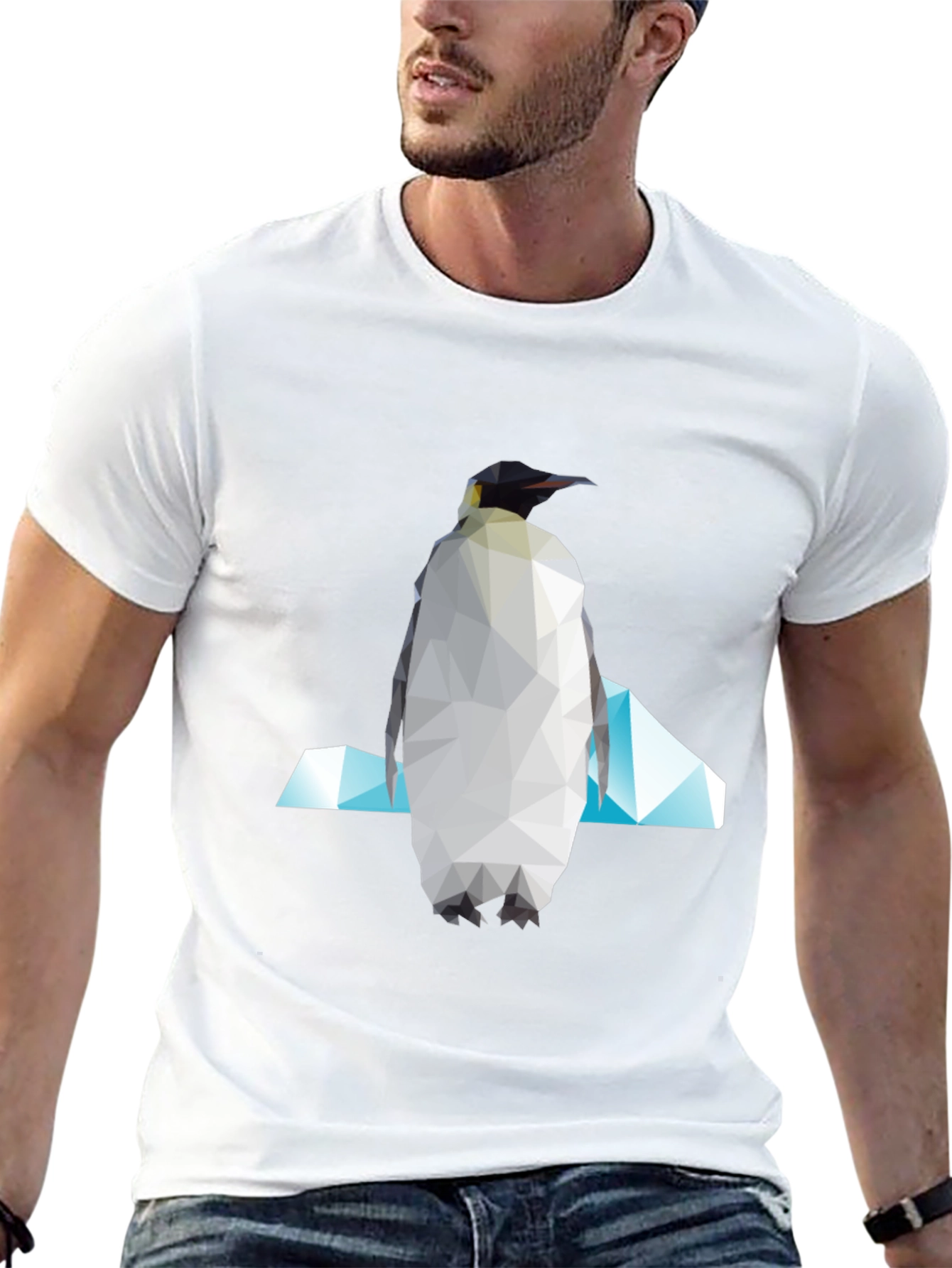 Geometric Penguin Graphic Tee - Modern Unisex Style
