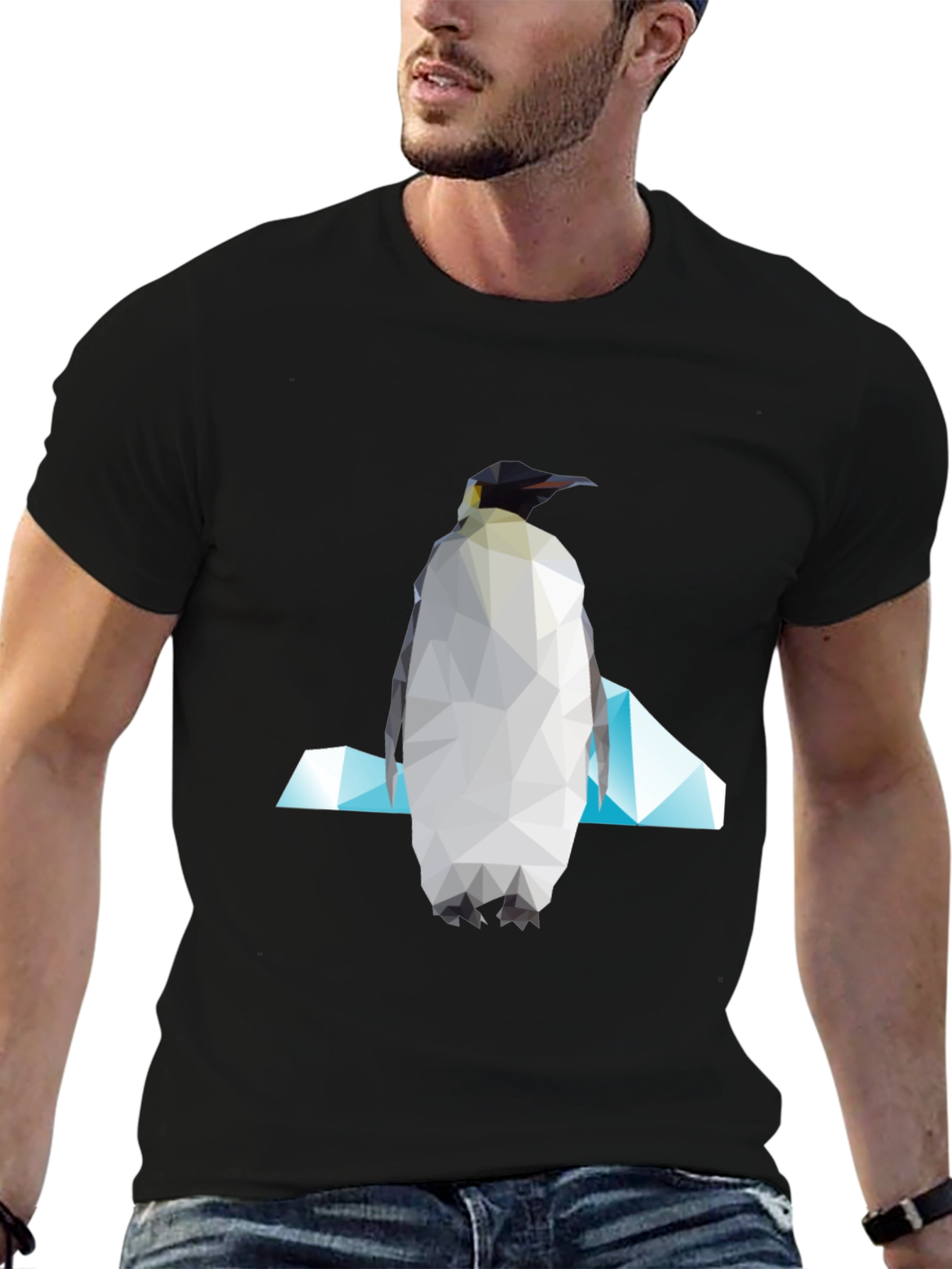 Geometric Penguin Graphic Tee - Modern Unisex Style