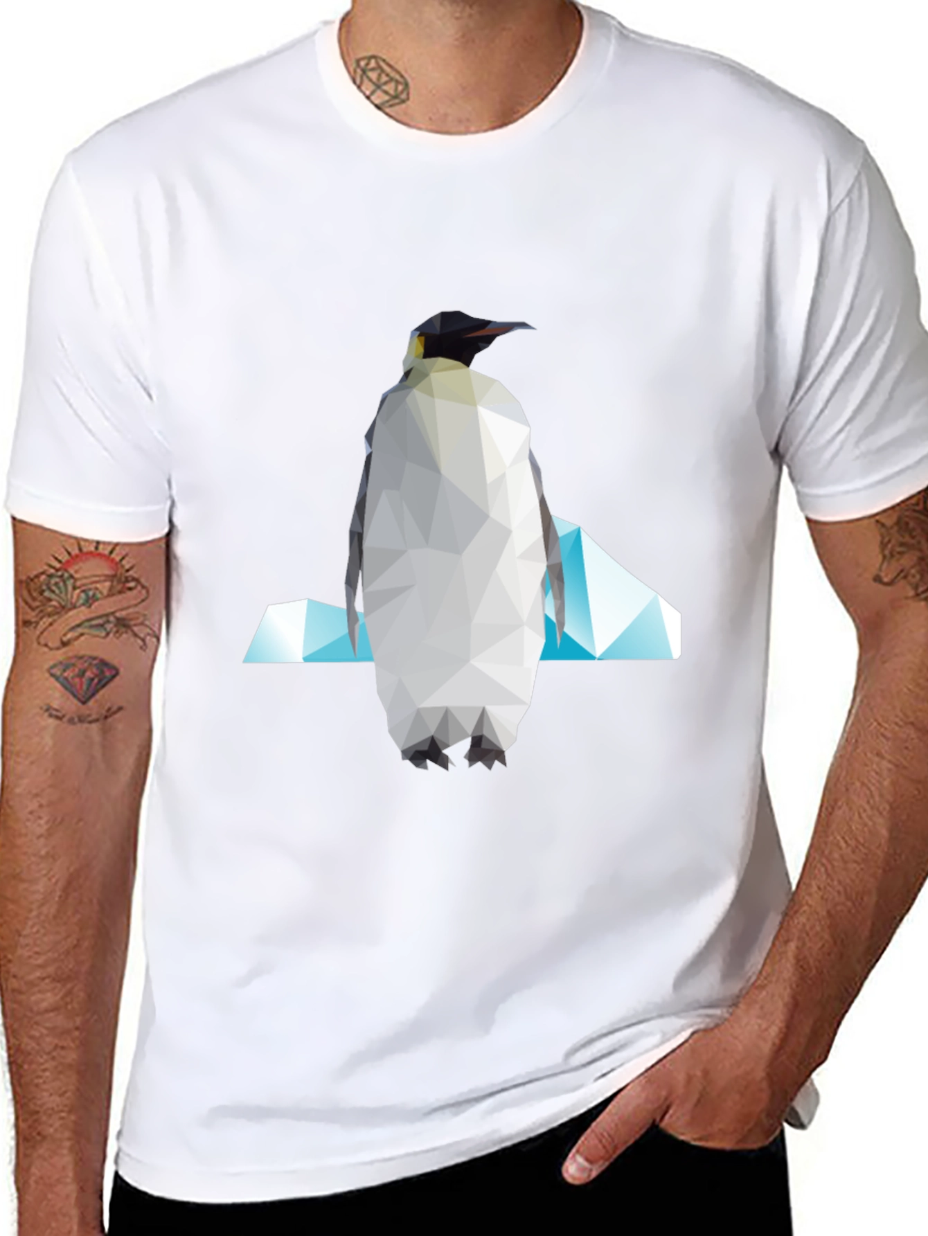 Geometric Penguin Graphic Tee - Modern Unisex Style