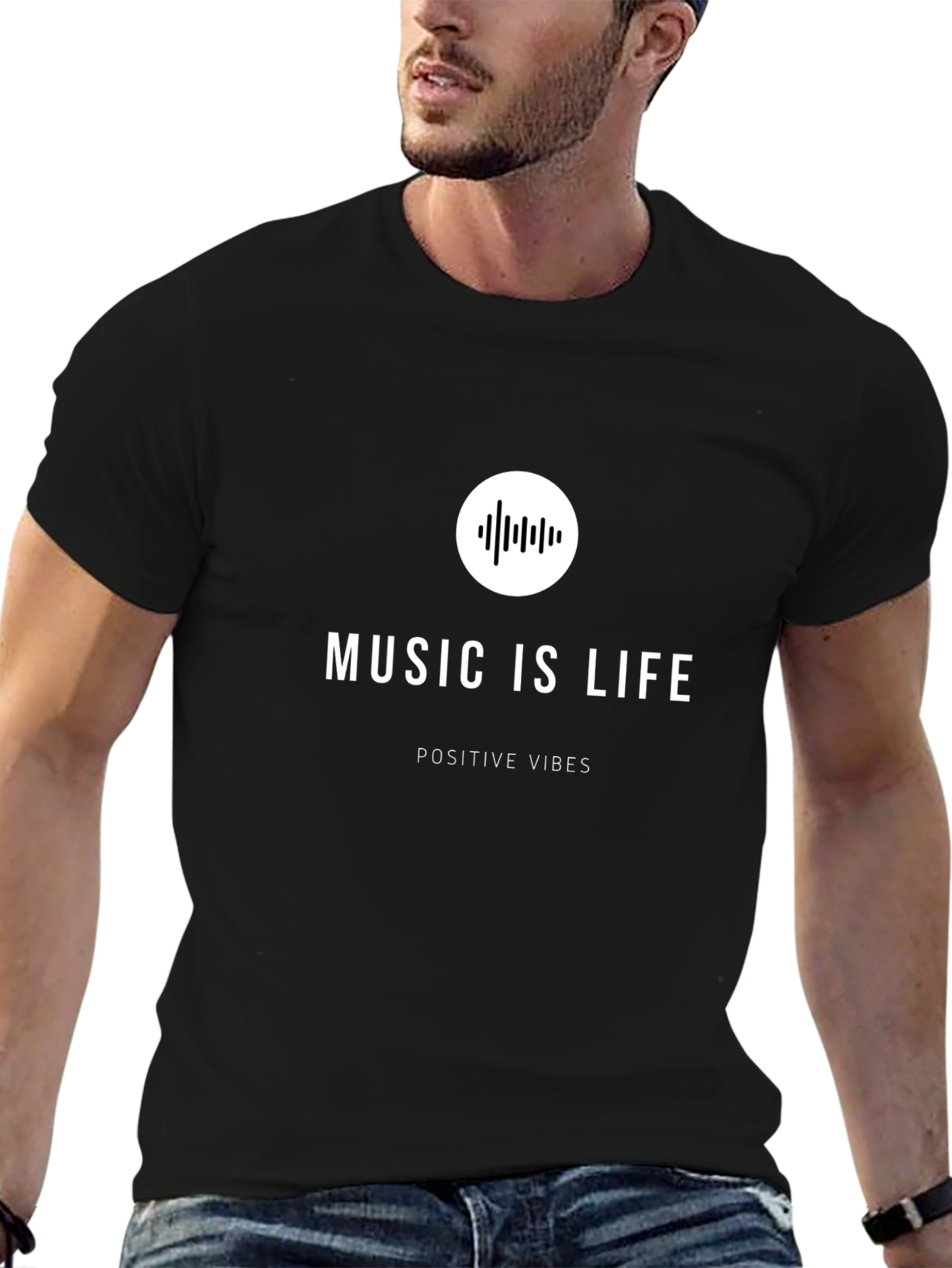 Music Is Life Black T-Shirt - Positive Vibes