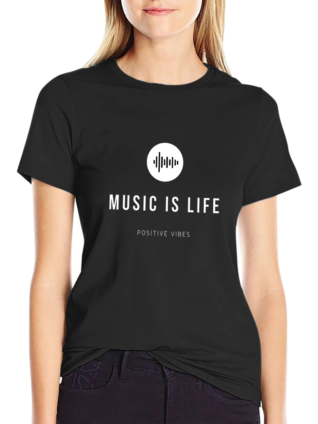 Music Is Life Black T-Shirt - Positive Vibes