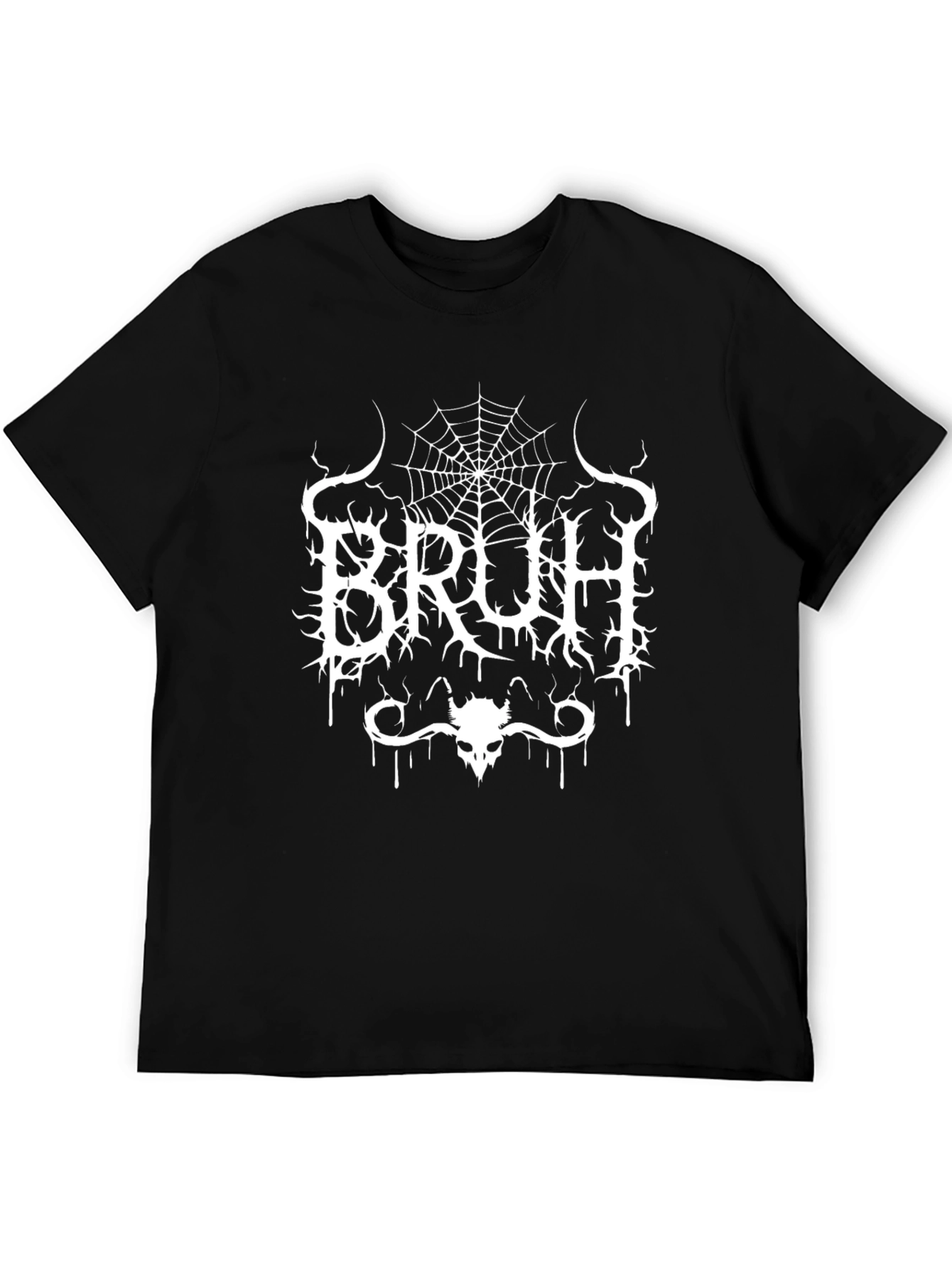 Bruh Black Metal Style Graphic T-Shirt