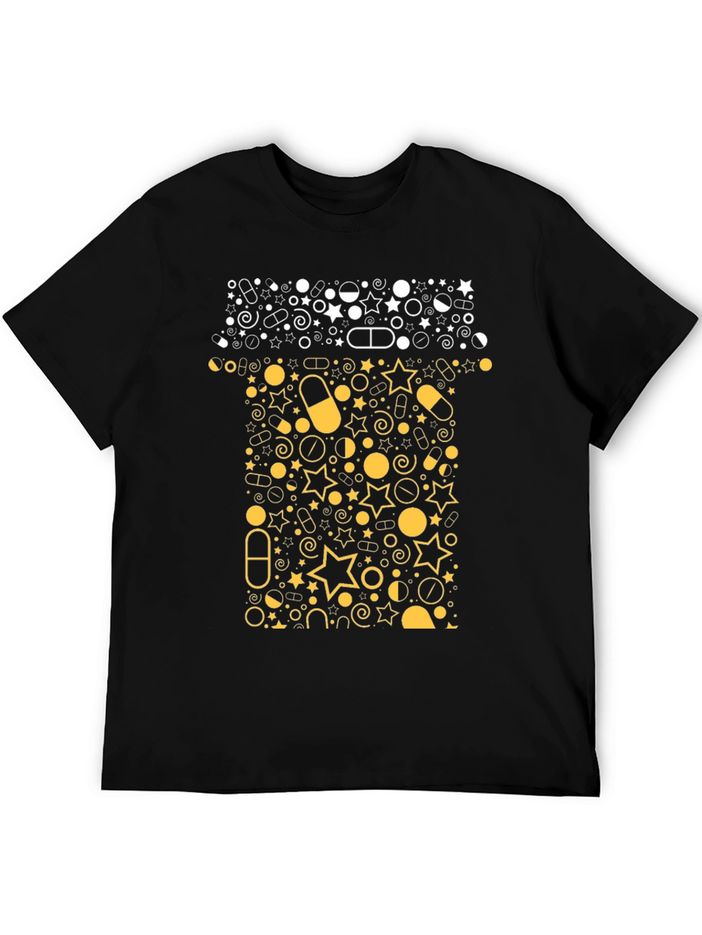Pill Bottle Graphic Tee - Black Cotton T-Shirt