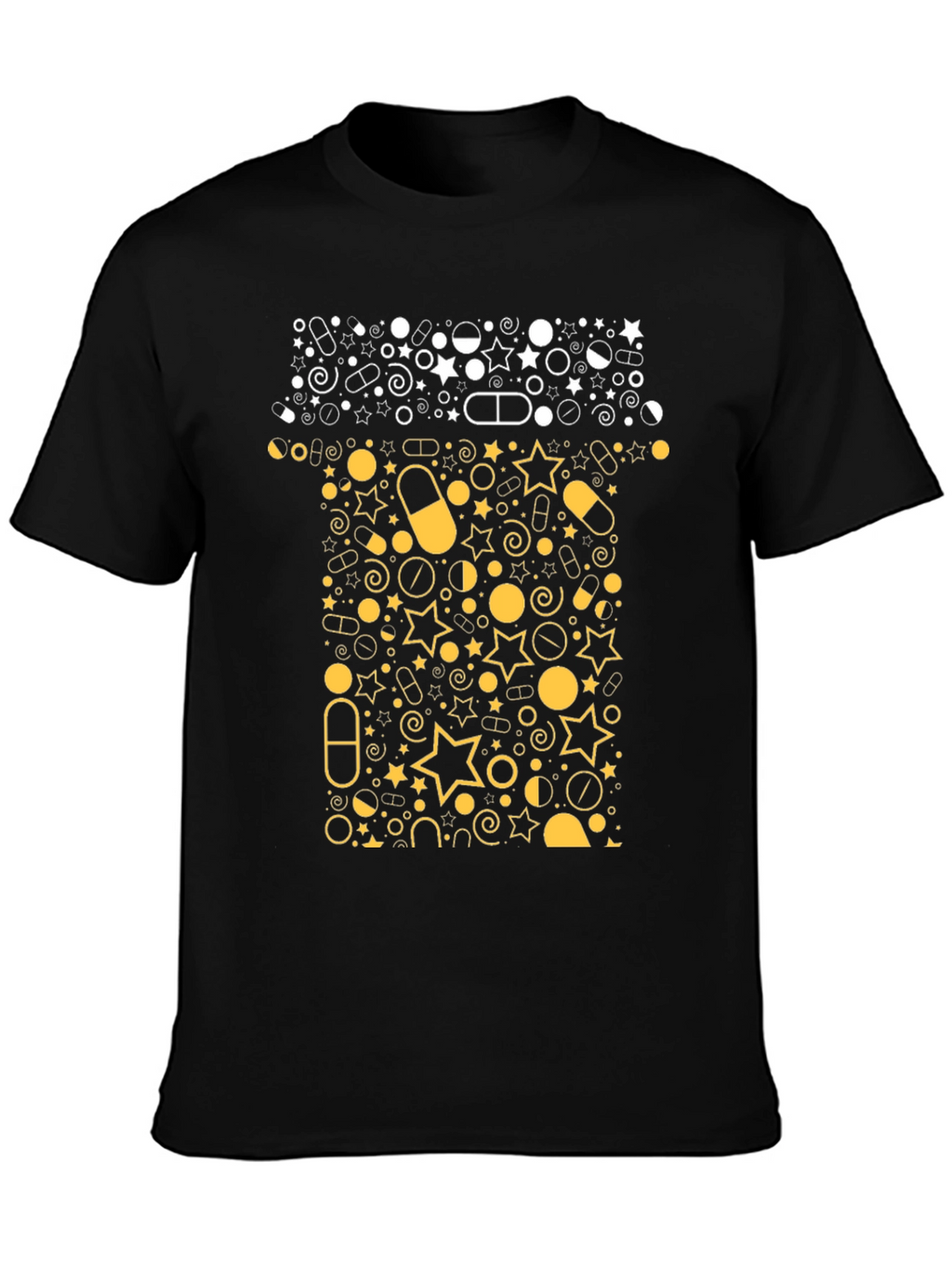 Pill Bottle Graphic Tee - Black Cotton T-Shirt