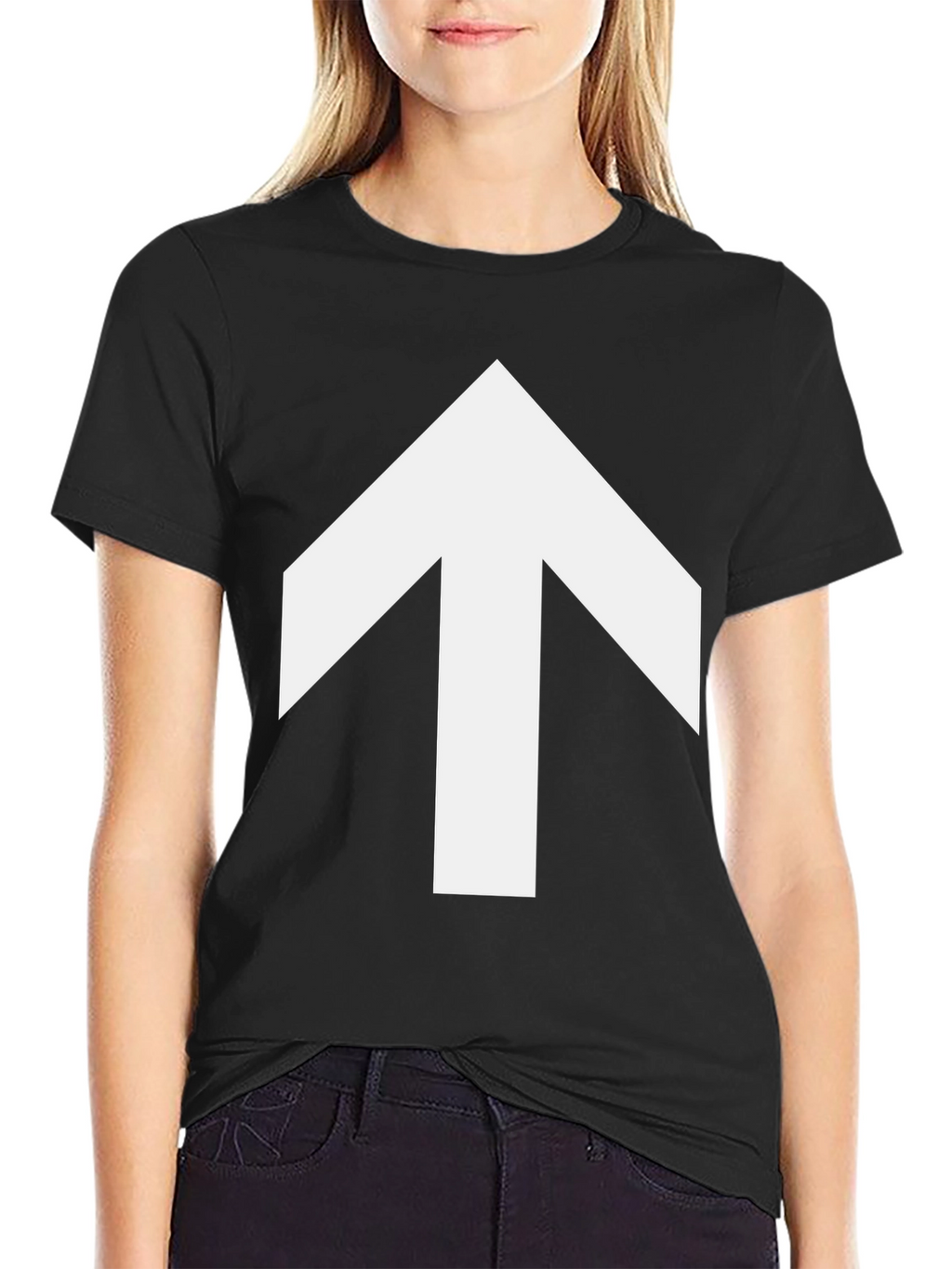 Arrow Up Graphic Tee - Casual Black T-Shirt