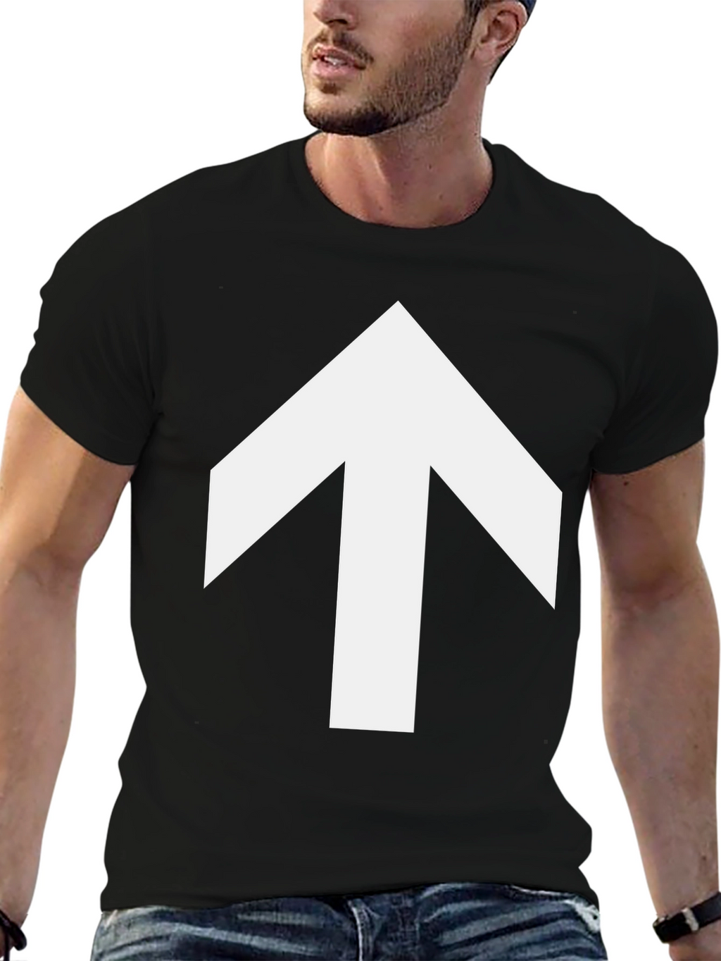Arrow Up Graphic Tee - Casual Black T-Shirt