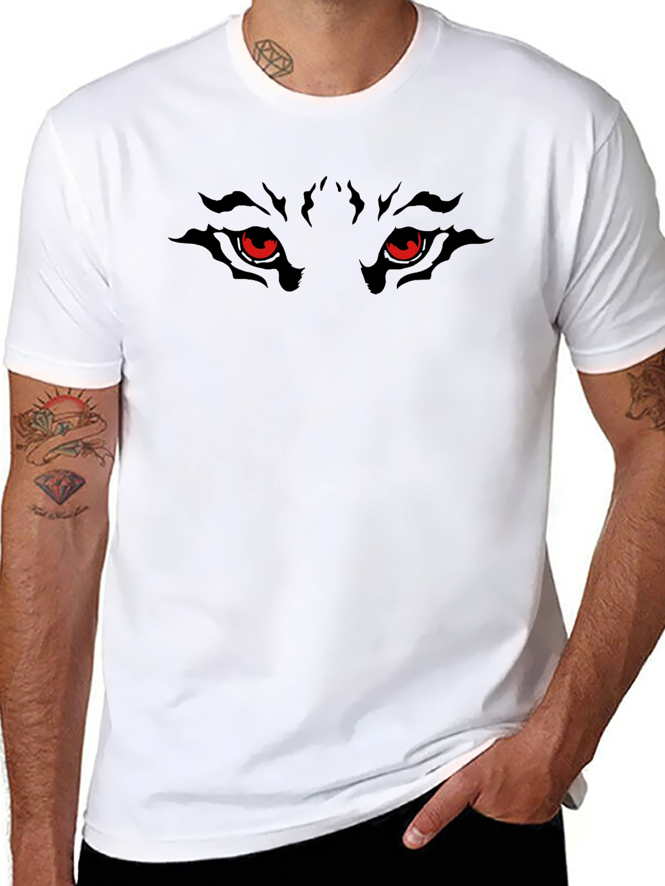 Mens Black Wolf Eyes Graphic Tee