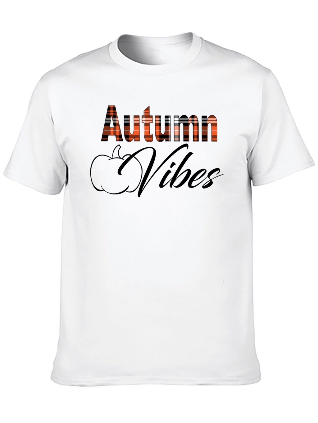 Autumn Vibes Plaid Graphic T-Shirt - Fall Season Tee