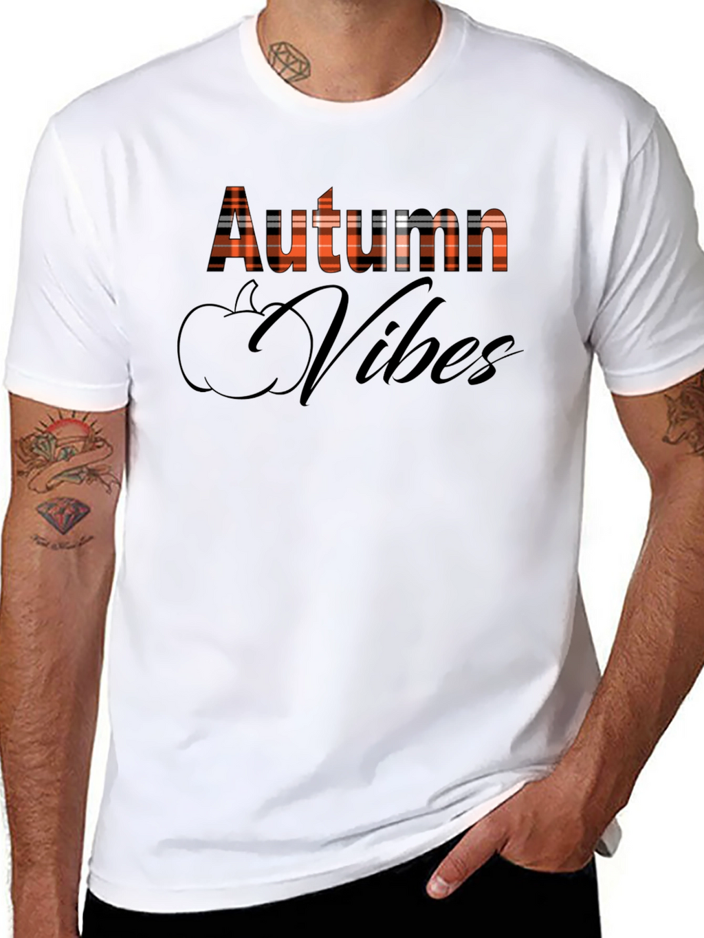 Autumn Vibes Plaid Graphic T-Shirt - Fall Season Tee