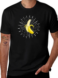 Banana Burst Graphic Tee - Black Cotton Comfort