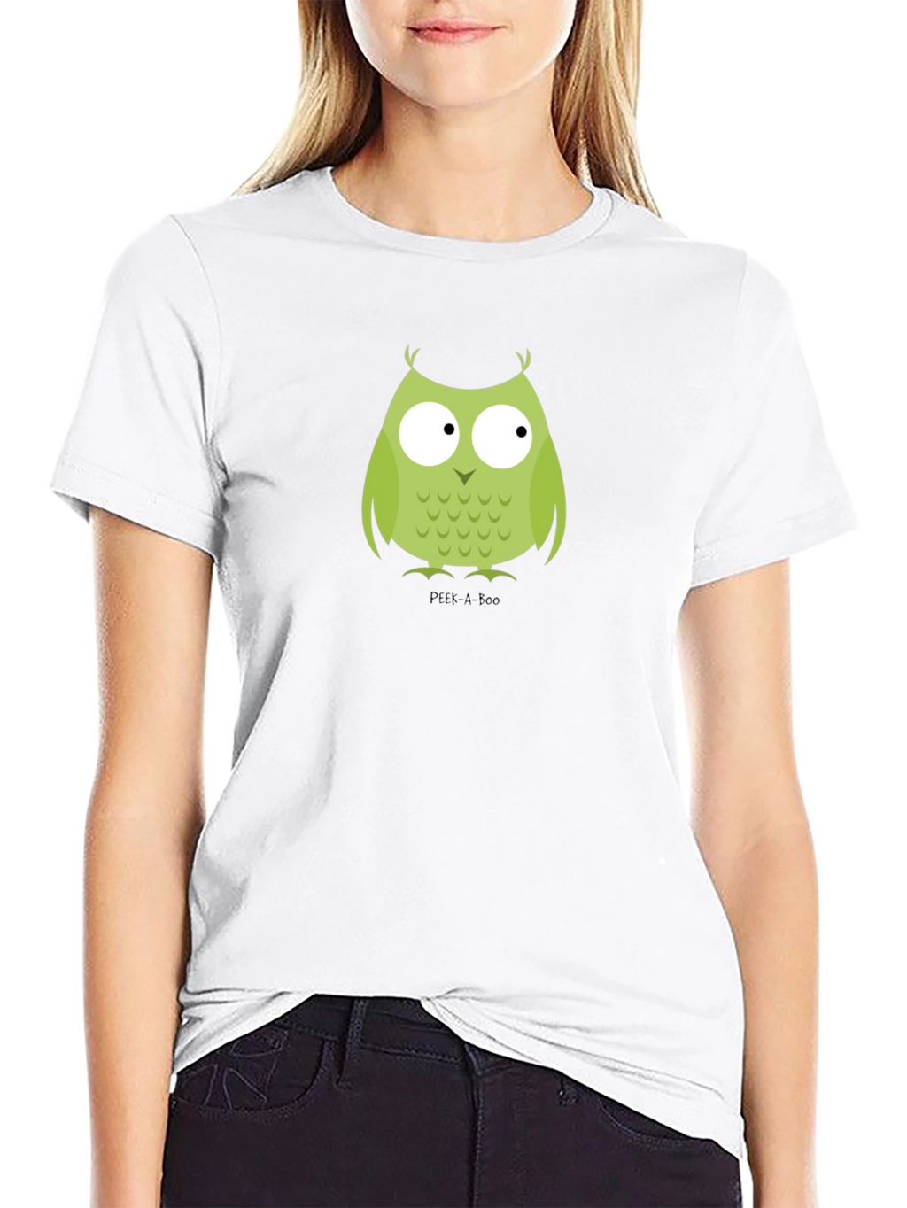 Cute Owl Graphic Tee - Peek-A-Boo Design