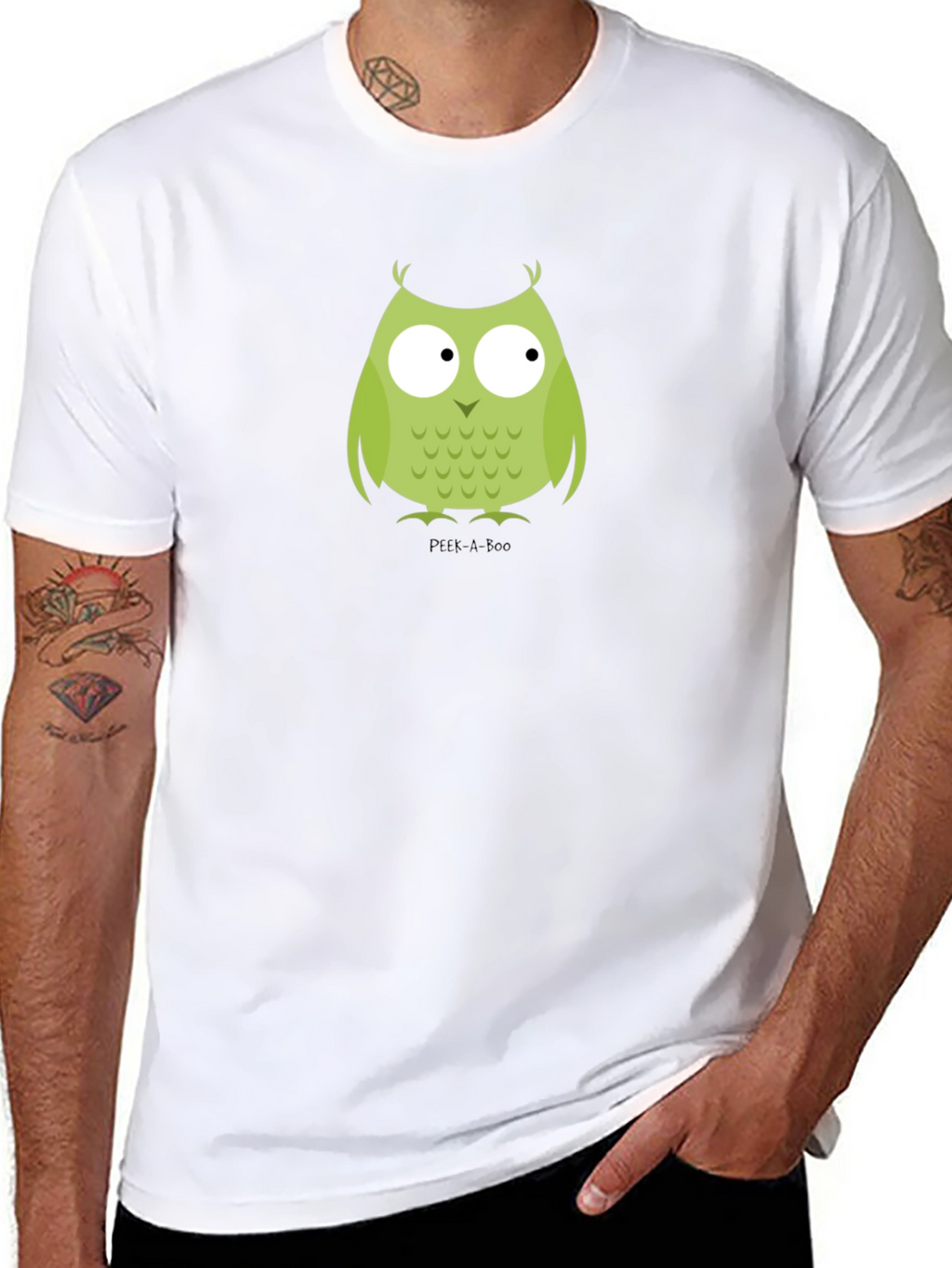 Cute Owl Graphic Tee - Peek-A-Boo Design