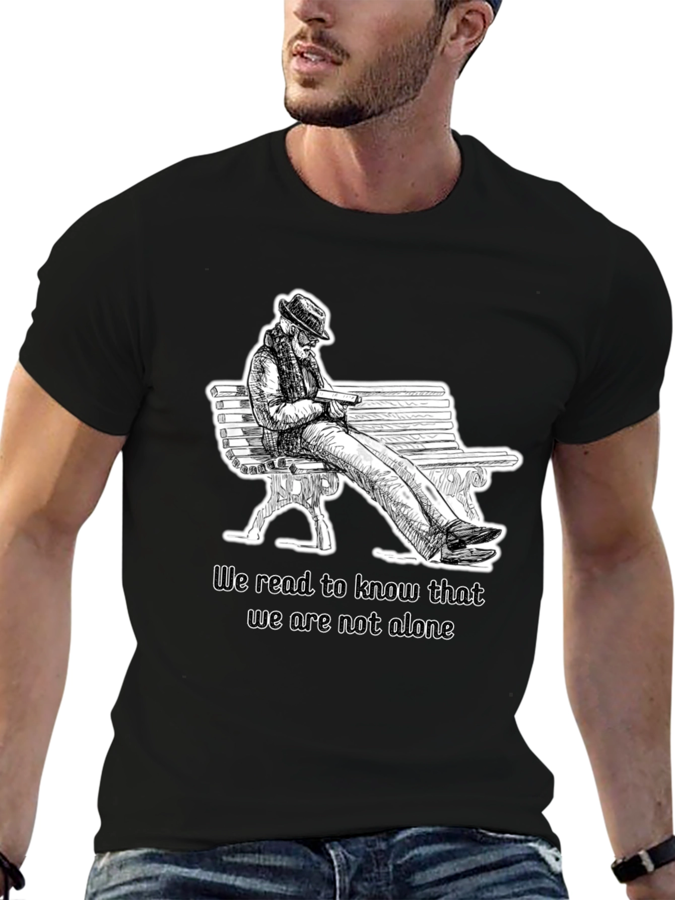 Reading Man Graphic Black T-Shirt