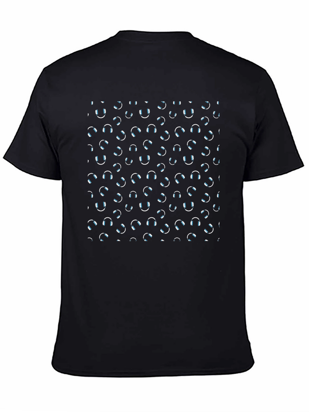 Headphone Pattern Black T-Shirt - Music Lovers Tee