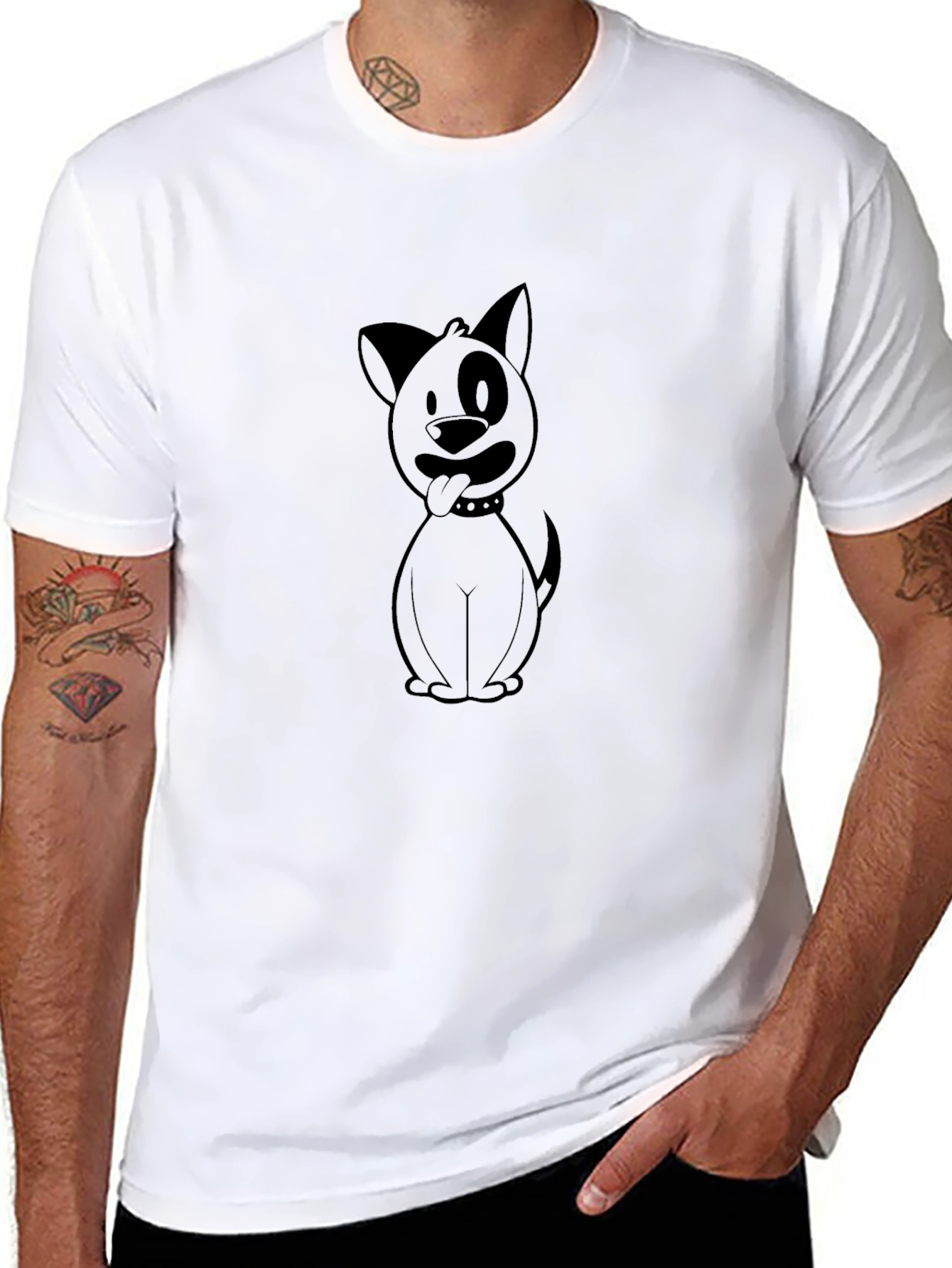 Cartoon Dog Graphic Print Black T-Shirt
