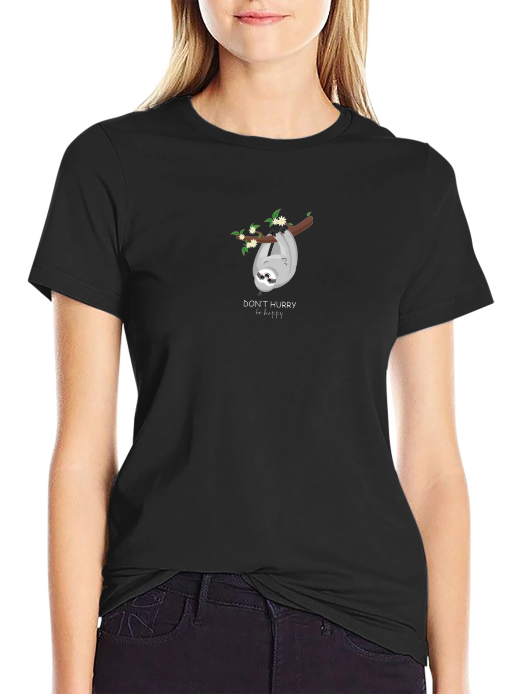 Sloth Graphic T-Shirt - Dont Hurry Be Happy