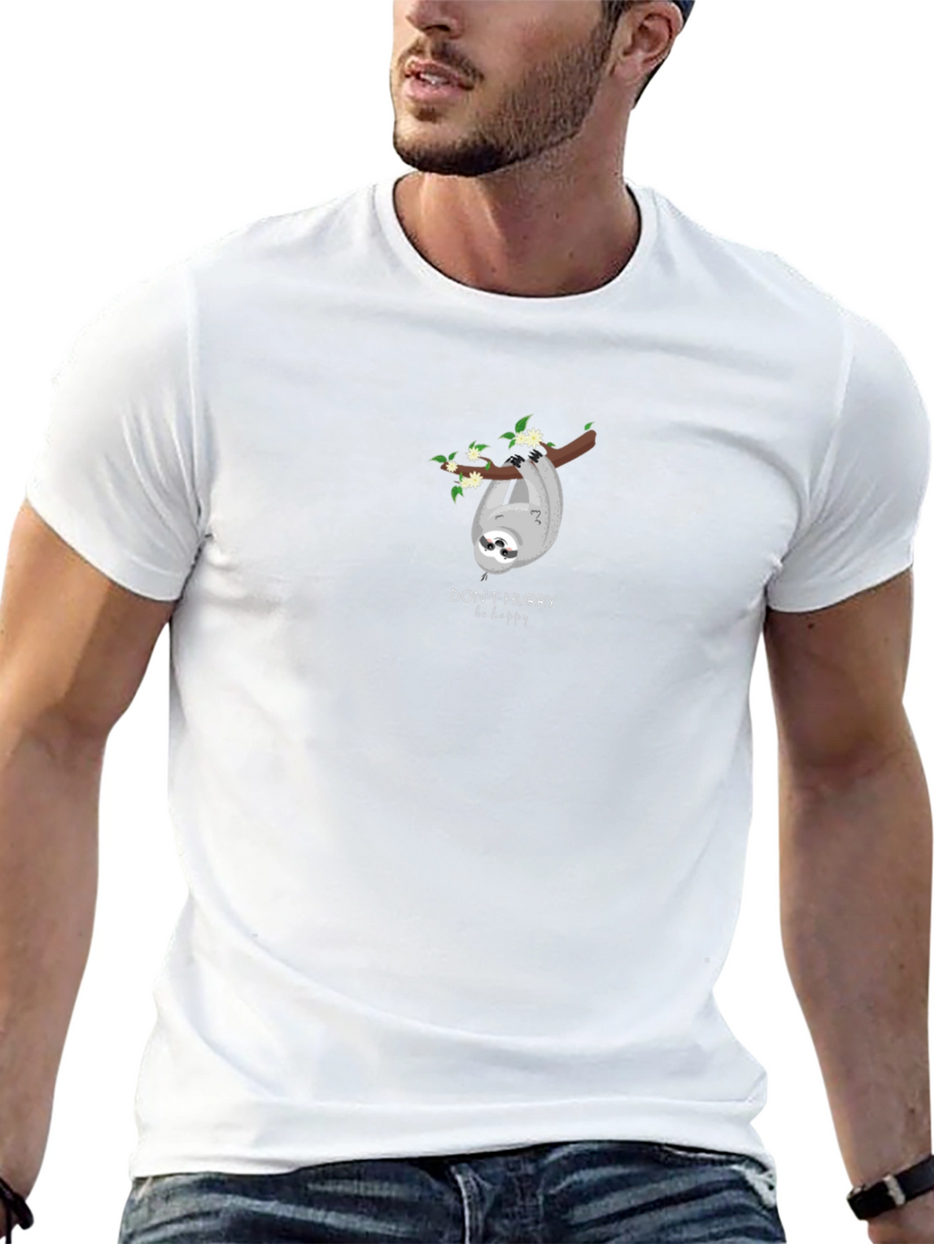 Sloth Graphic T-Shirt - Dont Hurry Be Happy