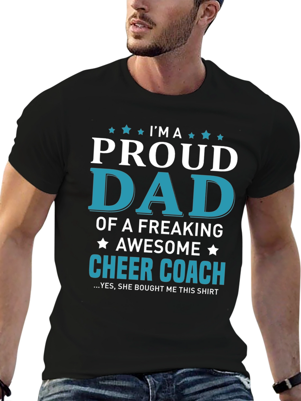 Proud Cheer Coach Dad Graphic T-Shirt