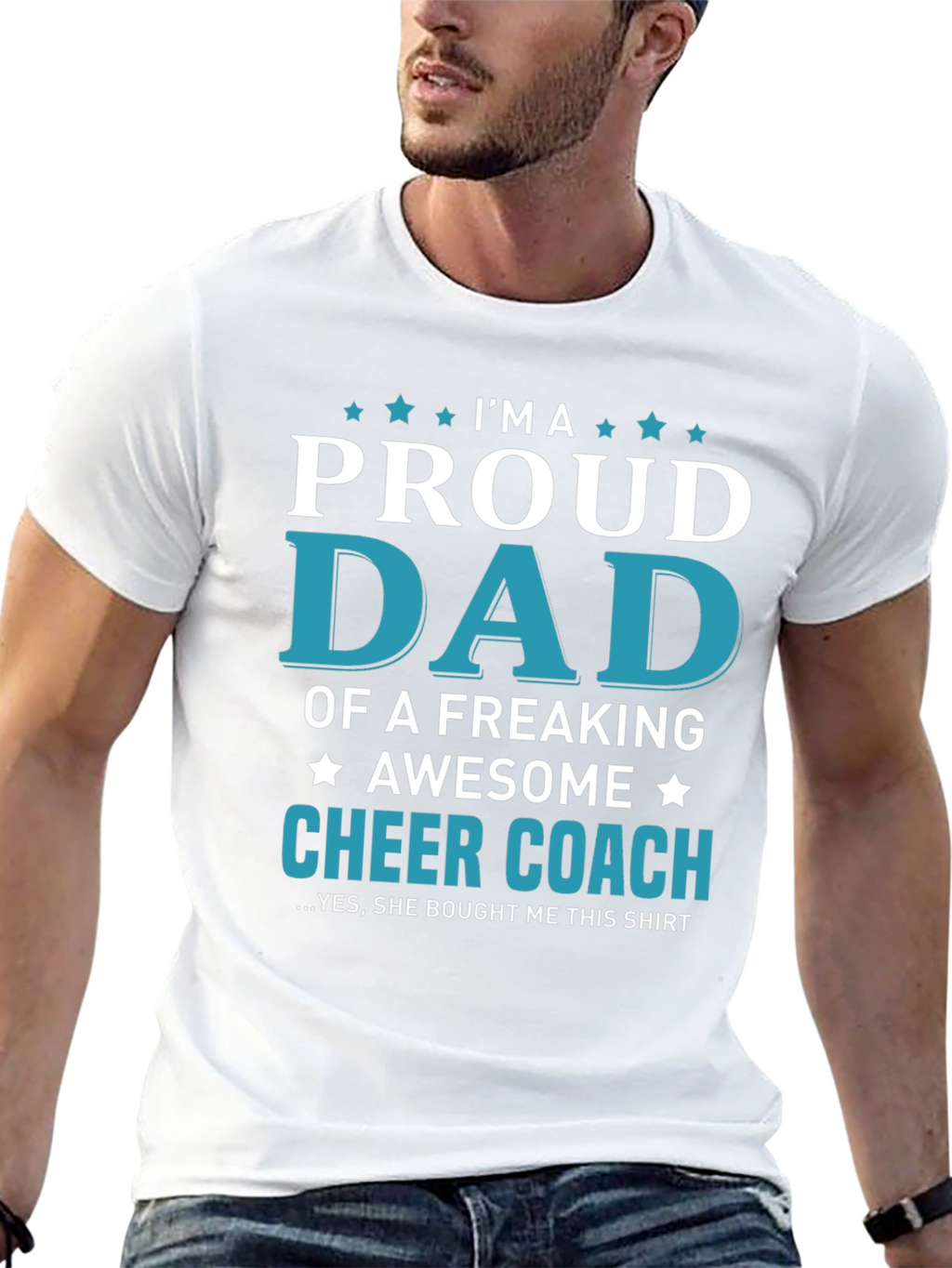 Proud Cheer Coach Dad Graphic T-Shirt